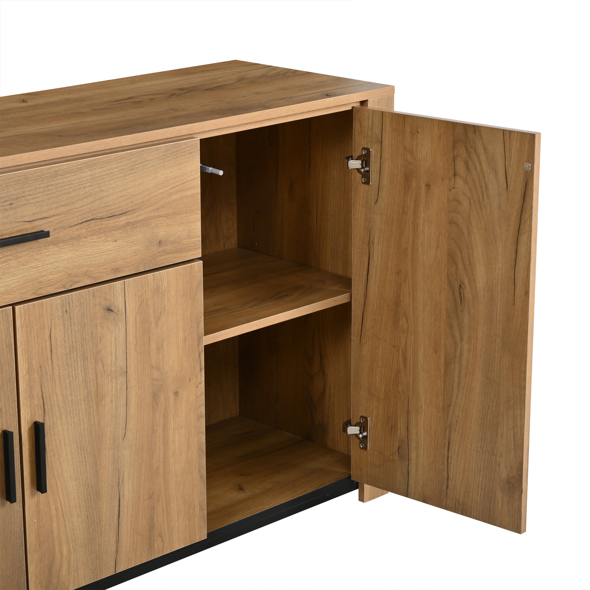 Buffet 160x40x75 cm - 4 portes et 1 tiroir - Étagères réglables - Finition bois - Panneaux de particules - Naturel - 9