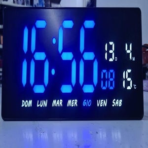 Orologio Digitale Da Parete 20 Cm – Display Con Data E Temperatura, Cifre Grandi 5 Cm, Batteria 2 Anni, Silenzioso, Con Supporto Da Scrivania