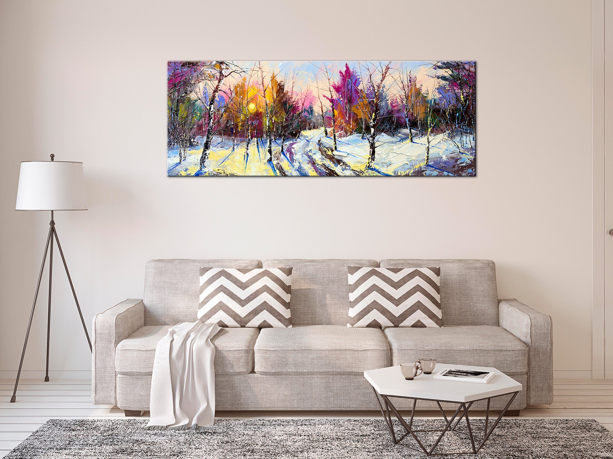 DECLINA, Tableau toile imprimée paysage, Tableau peinture panoramique PAYSAGE DE FORET, 120x50 cm - 3