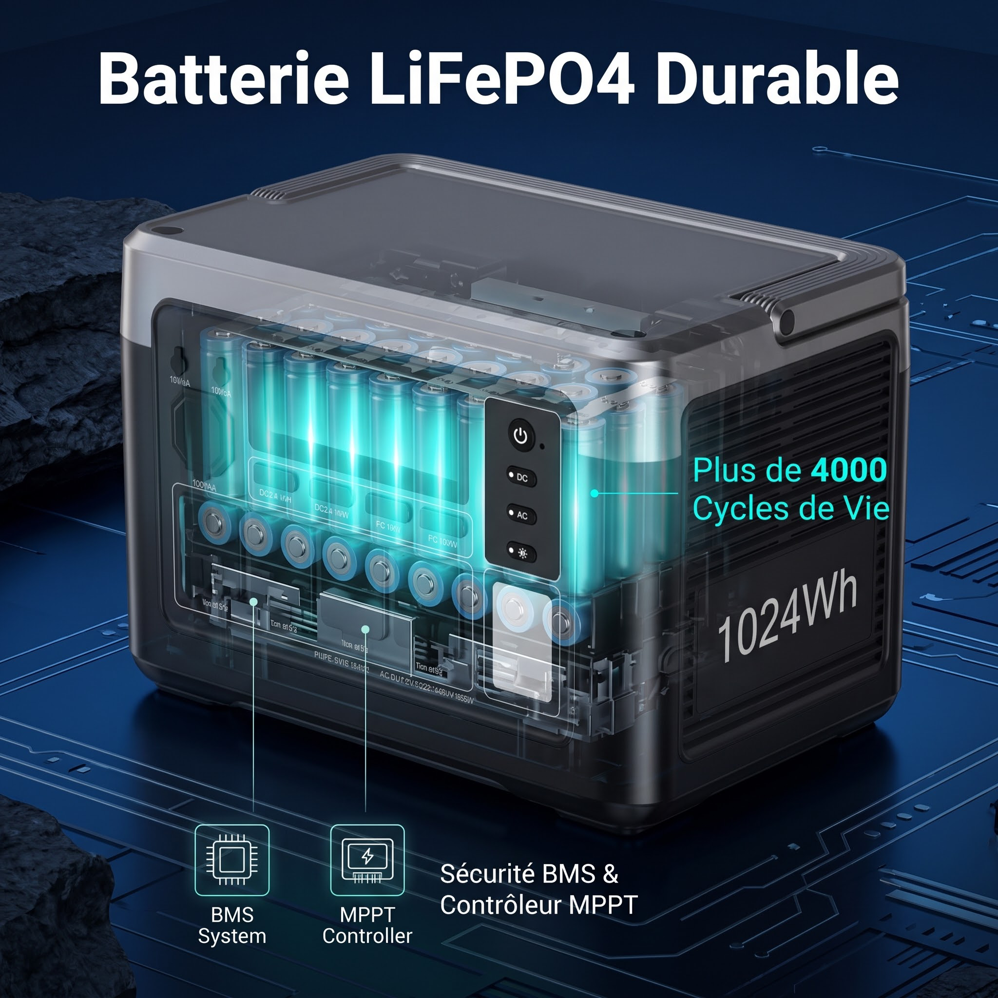 OUKITEL P1000E Plus station électrique portable 1024Wh – 1800W, LiFePO4, usage quotidien maison - 4