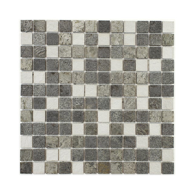 Mosaico misto resina e pietra 30 x 30 cm - piastrella 2,5 x 2,5 cm misto pietra e resina bianca