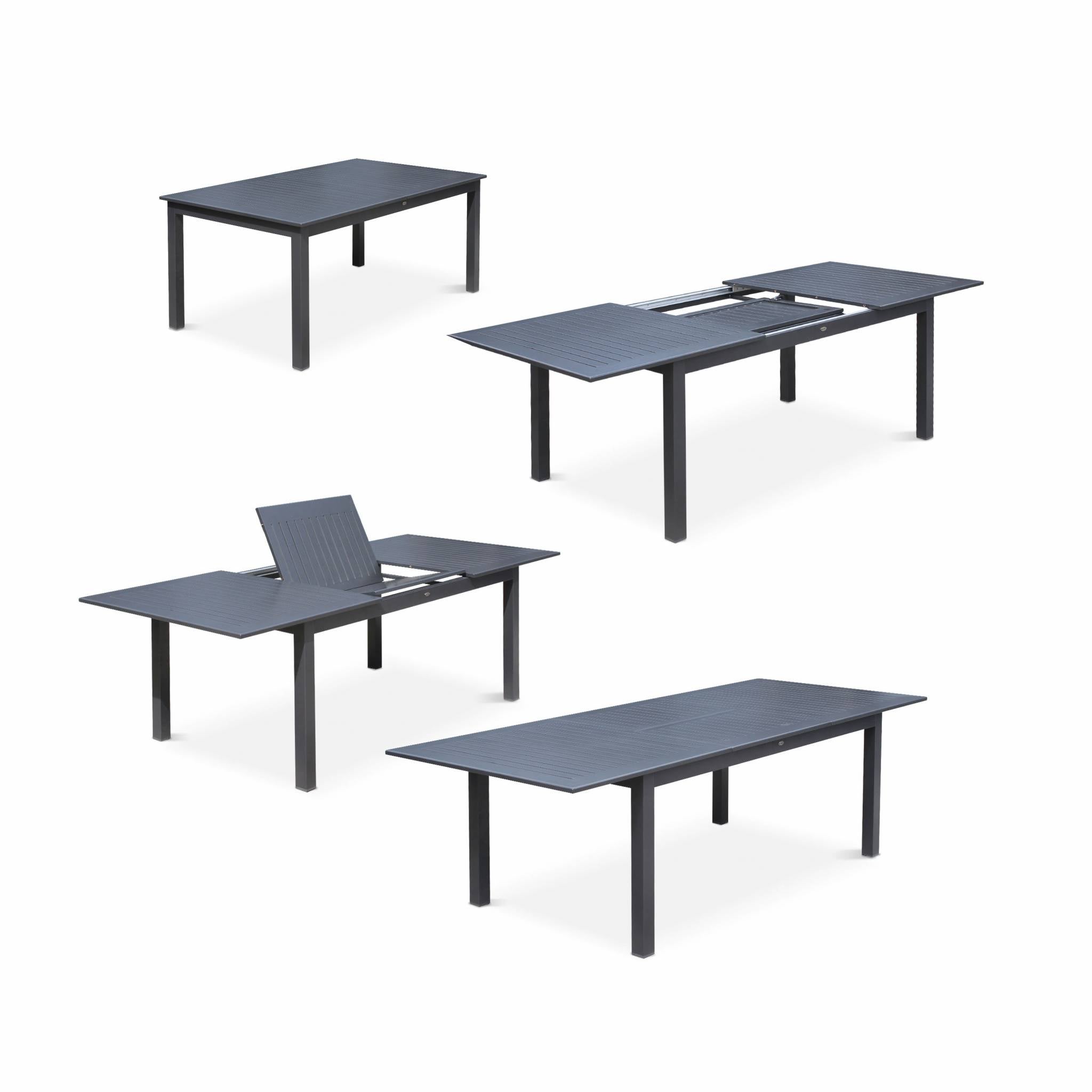 Table de jardin extensible aluminium + 8 assises - Chicago Anthracite/Gris taupe - Table en aluminium 175/245cm avec rallonge et 8 assises en - 4