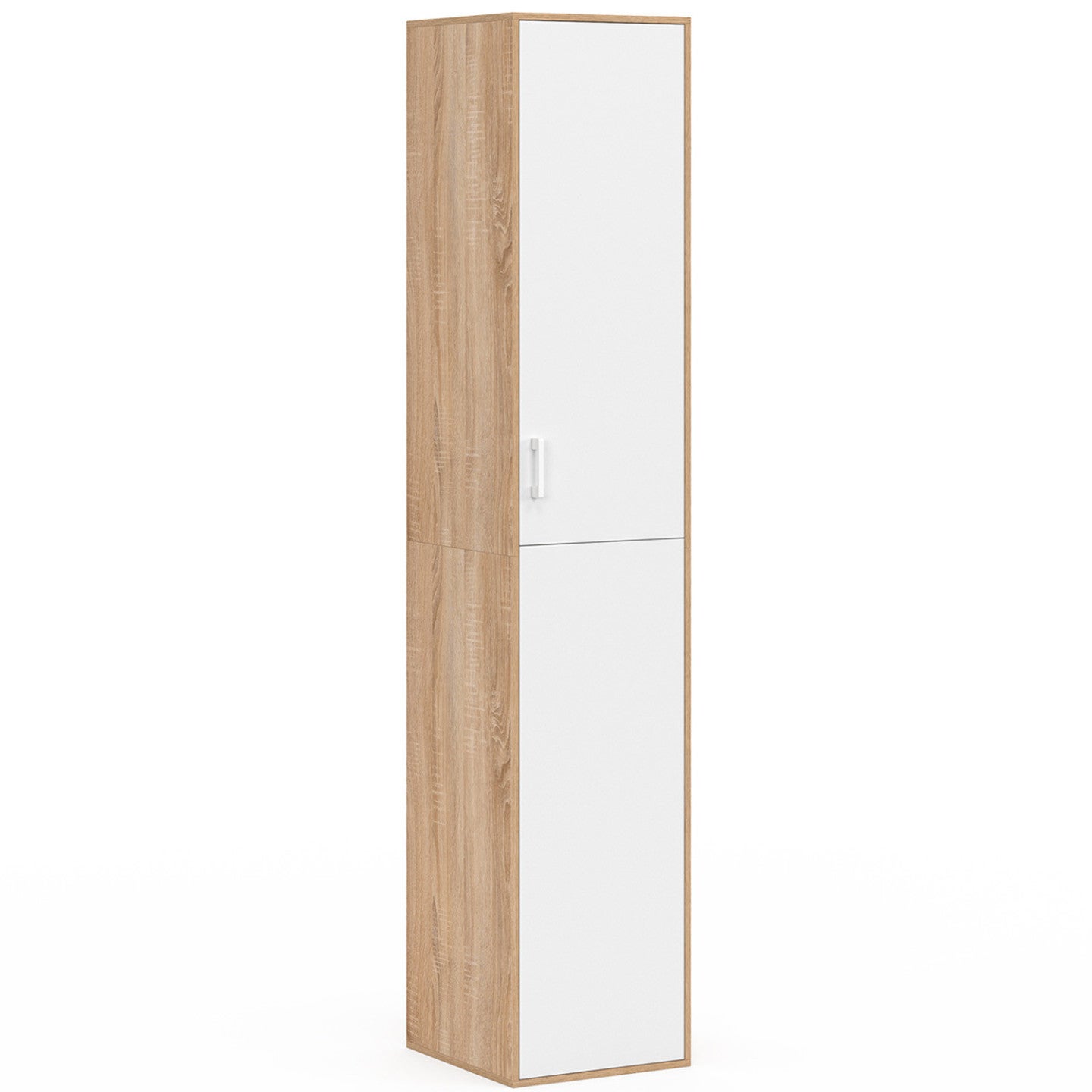 Armoire de bureau 180 cm multifonction SYLVIA blanc et bois 1 porte 3 étagères - 2