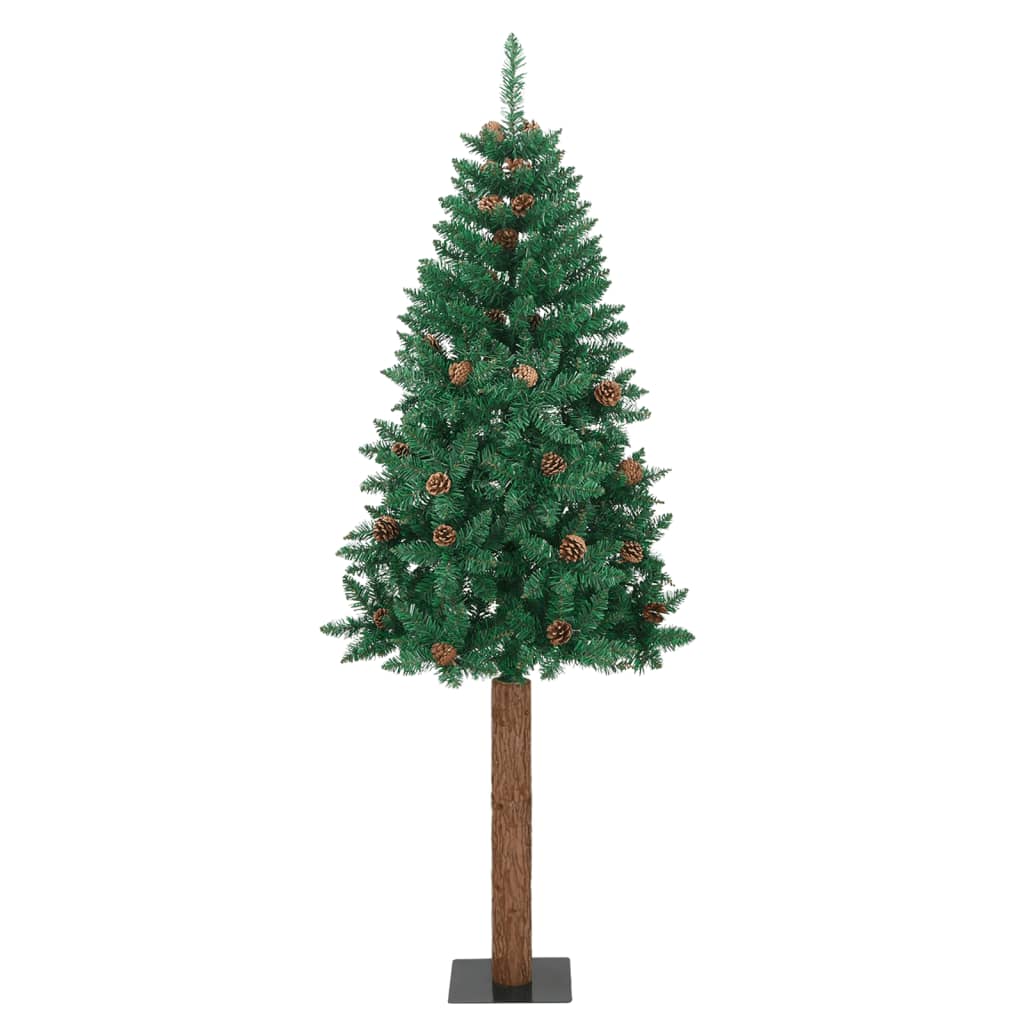 VidaXL Albero Di Natale Artificiale Sottile 300 Cm - PVC Verde Con Base In Metallo - Design Salvaspazio - 2