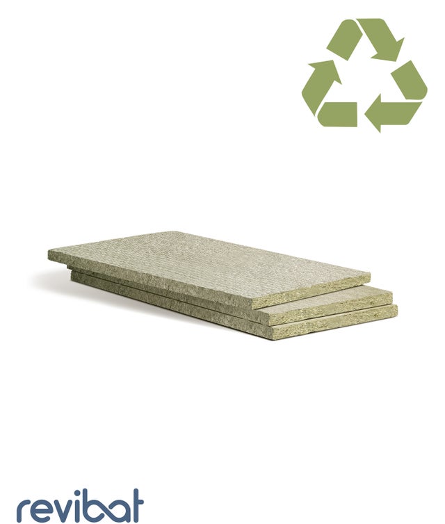 1 m² de laine de verre 100% recyclée REVIVER, EP.60mm, R=1,65, livré en balle de panneaux de 1,2x0,6m