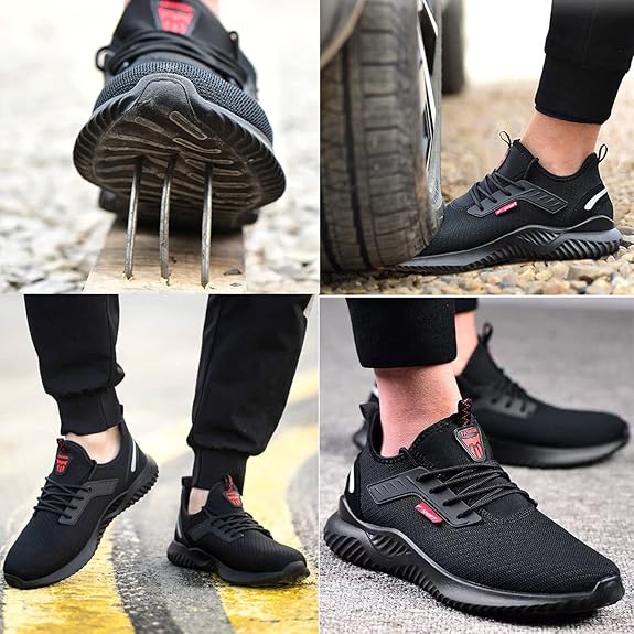 Scarpe antinfortunistiche leggere Protezione per scarpe da costruzione Puntale in acciaio Scarpe da lavoro antiscivolo traspiranti Taglia unisex 43 Eu - 3