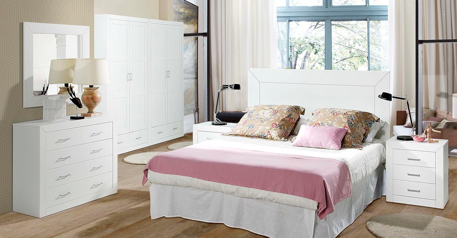 Comoda con 4 cajones, medidas 80.1 x 93.2 x 38.3 cm, madera de pino macizo y tablero MDF. Color blanco lacado - 6