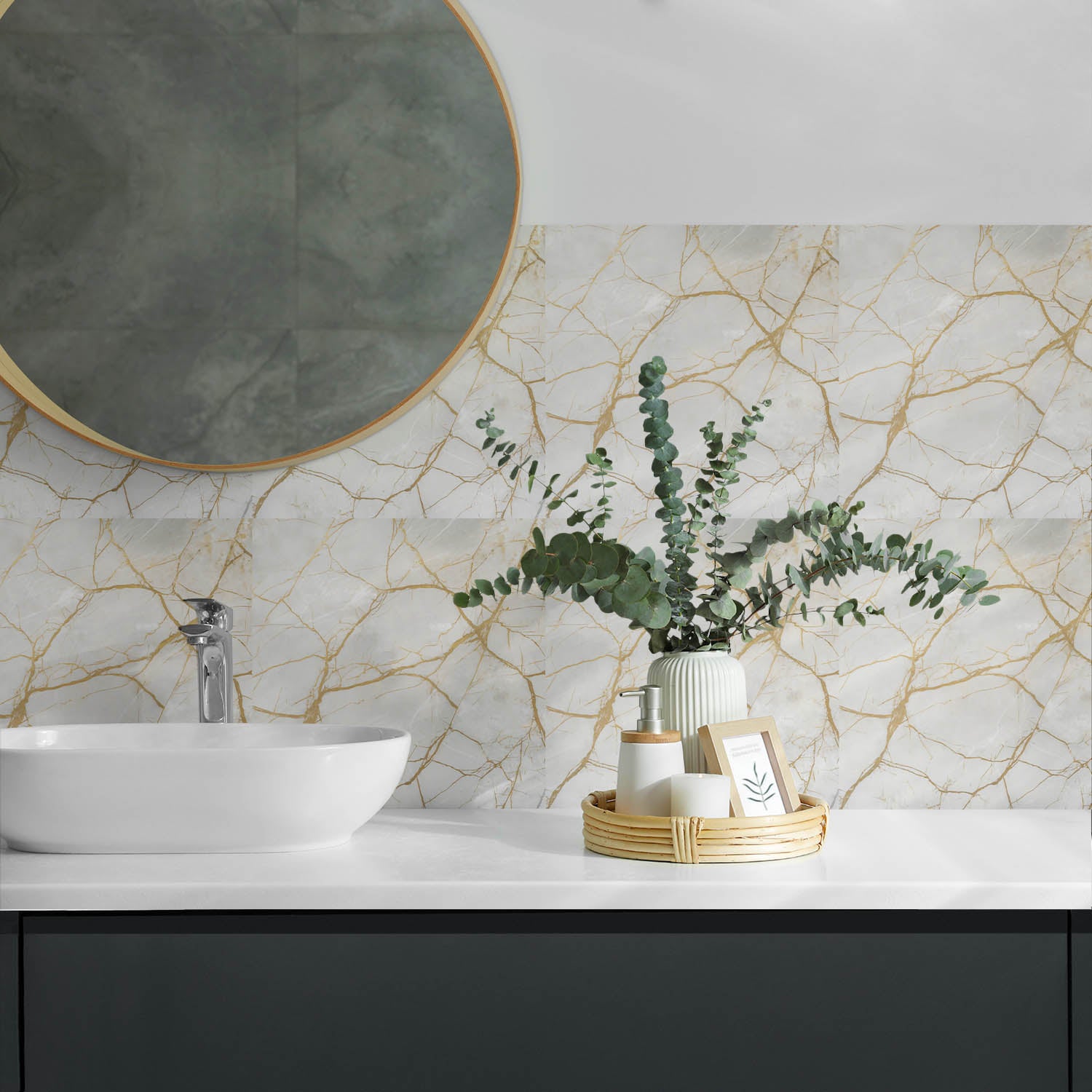 Panneaux muraux décoratifs, panneaux en PVC | 6x60x30 cm |Modèle de marbre élégant - 4