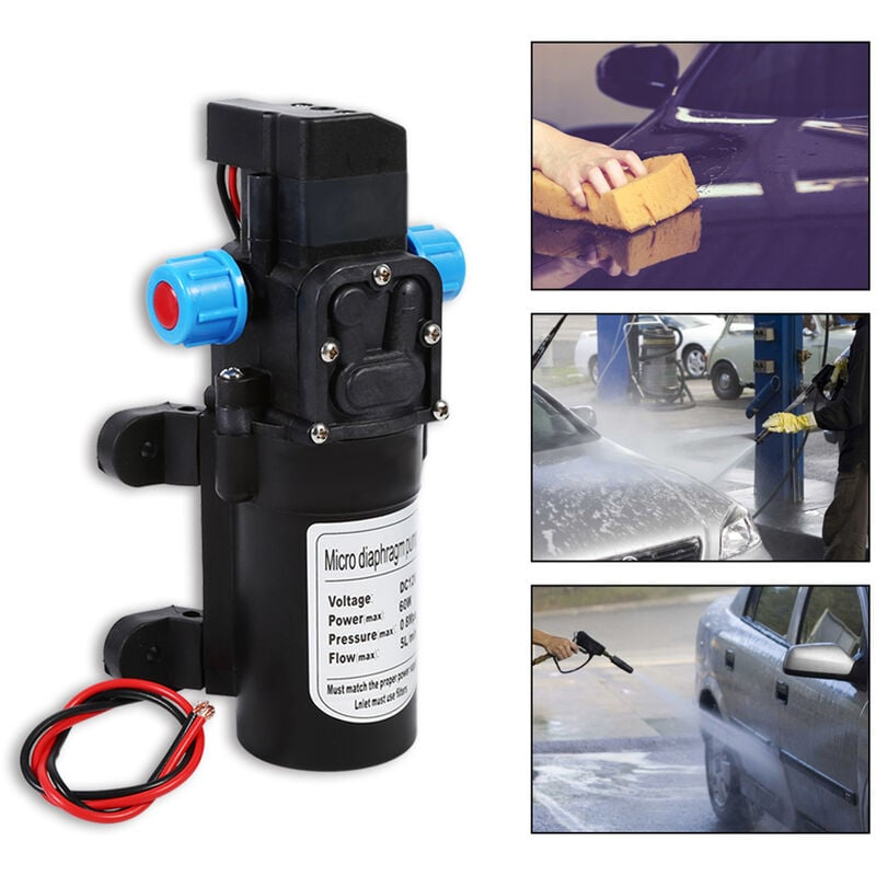Bomba de agua de alta presión, bomba de agua de diafragma DC 12V 5 L/min 116 PSI Bomba de pulverización autocebante con abrazadera - 3
