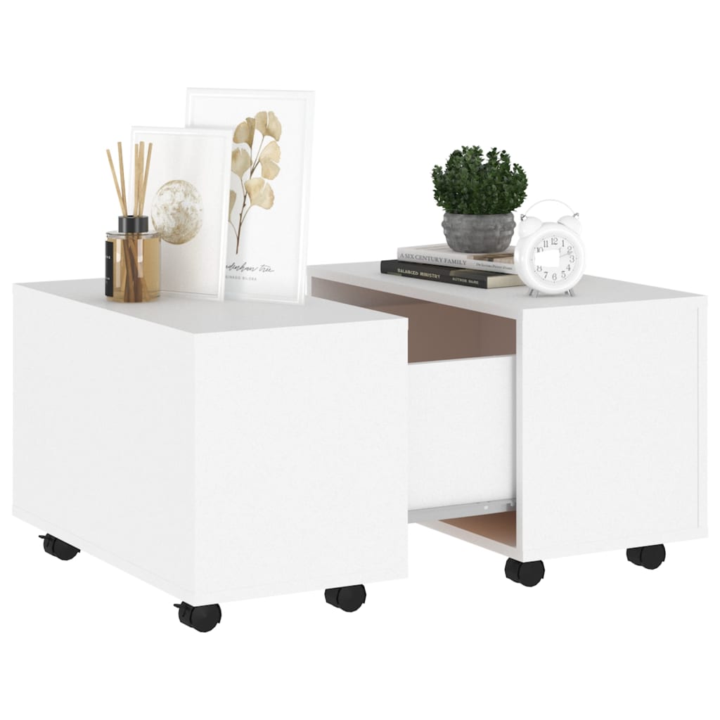 Table basse，Table d'appoint, Table de Salon Blanc 60x60x38 cm Aggloméré182352 - 4