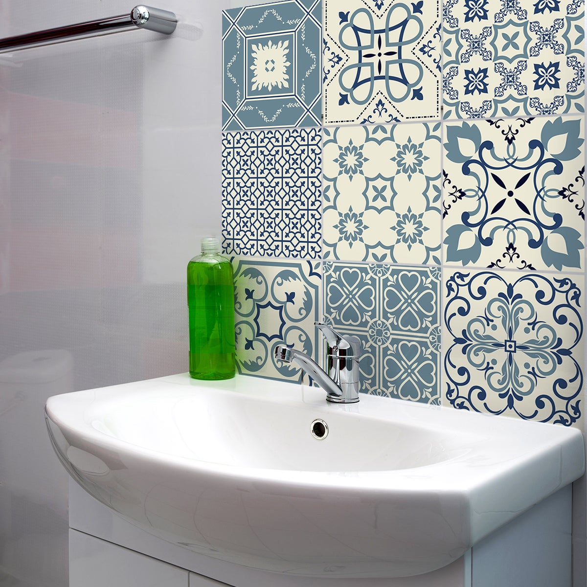 9 adesivi piastrelle di cemento azulejos Teo - Sticker adesivo - adesivi murali - 9stickers15x15cm - 3