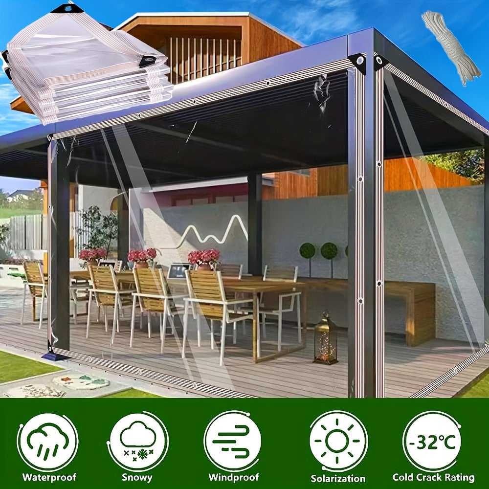 Bâche transparente imperméable polyvalente de 2*3m avec œillets-installation facile,couverture transparente imperméable à la pluie pour jardin,porche - 3