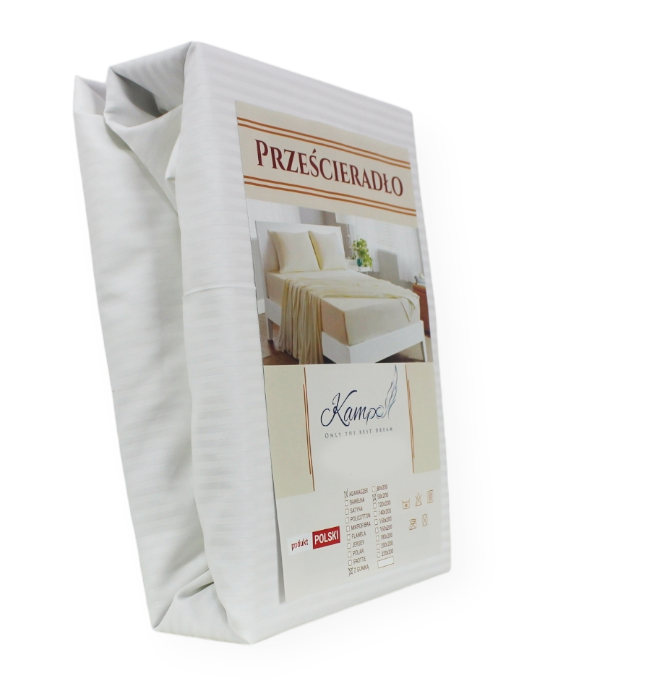 Kam-Pol prześcieradło hotelowe z gumką pasek 4 mm biały 200x210 cm