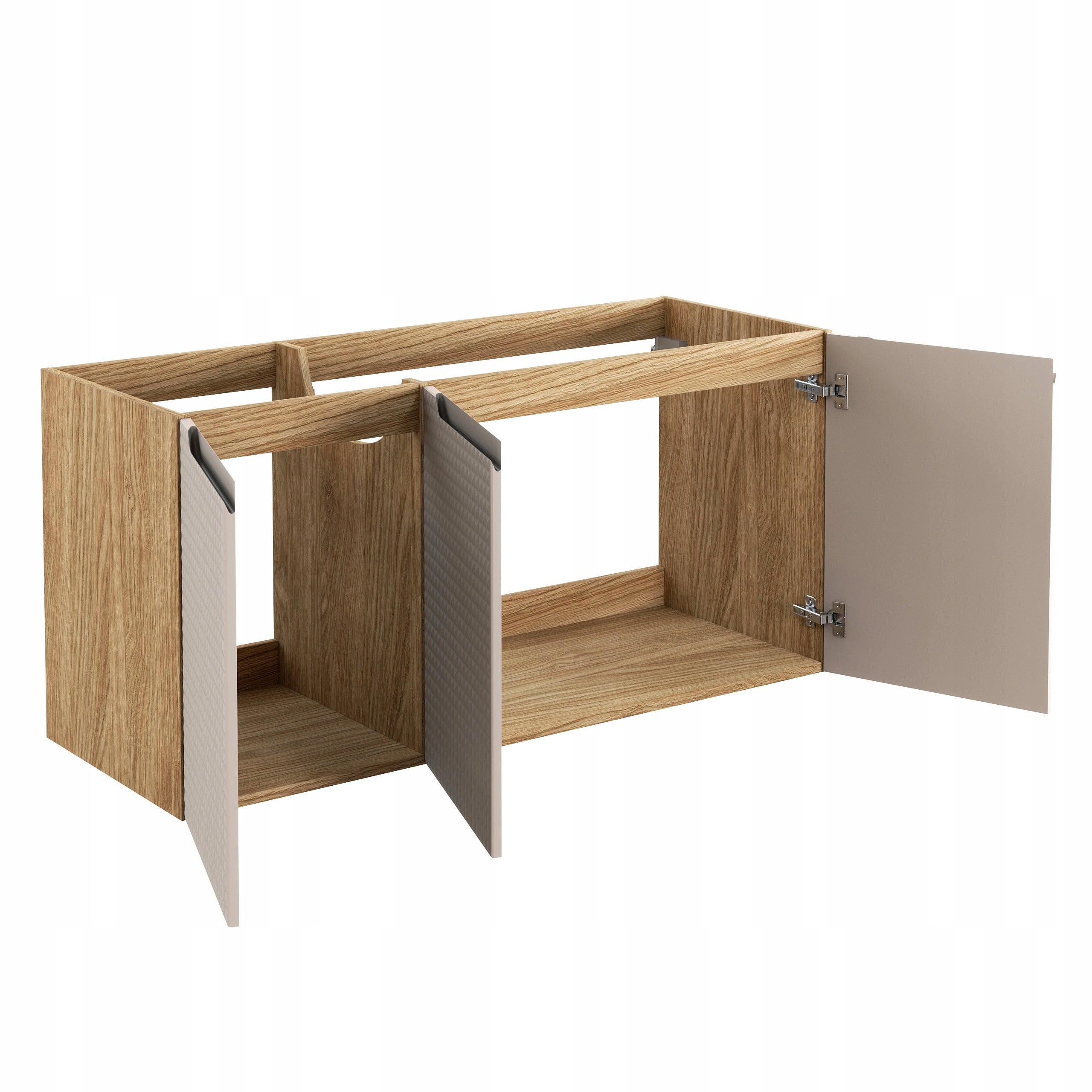Szafka łazienkowa LUXOR 120 cm beżowa dąb olejowany front 3D MDF wisząca - 4