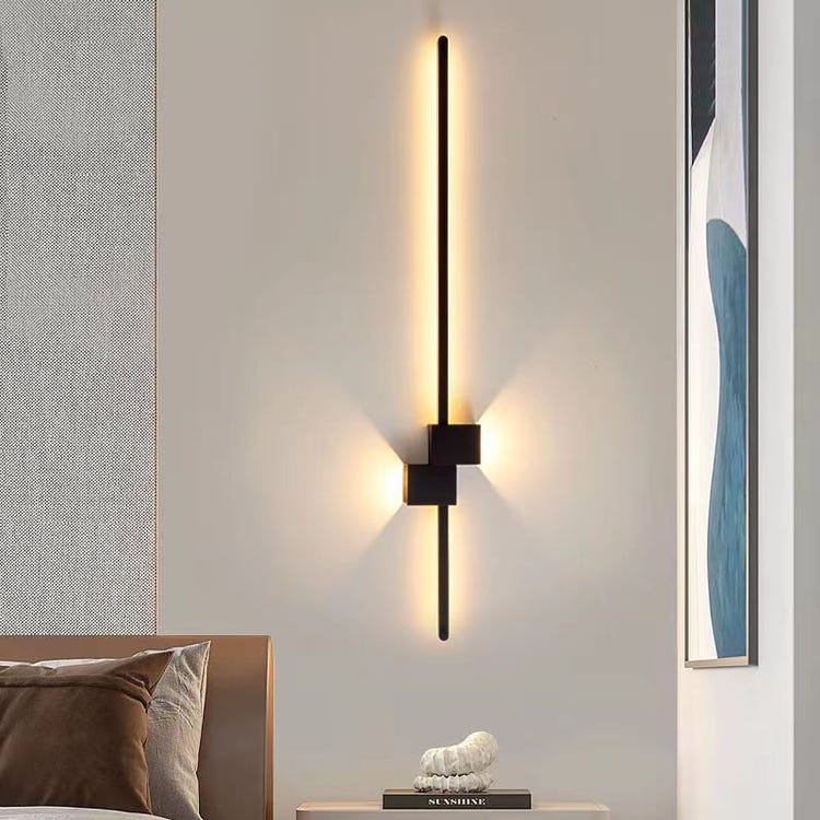 Applique murale LED 60 cm - lampe de chevet créative - éclairage décoratif d'intérieur - 3 températures de couleur réglables - noir - 2