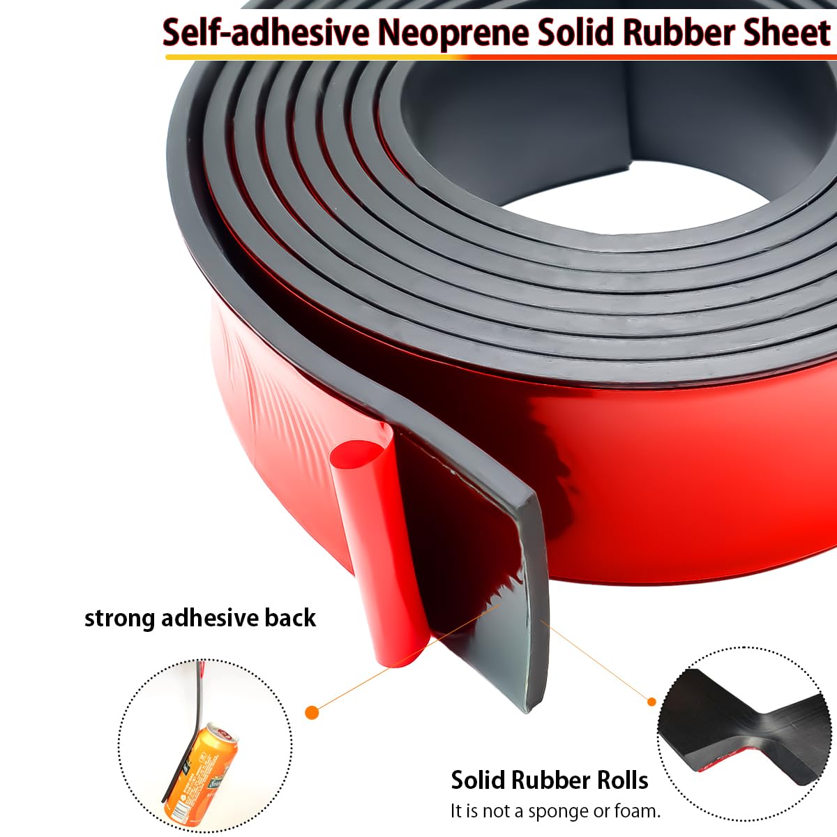 Tira de goma adhesiva, rollo de goma, rollo de lámina de neopreno adhesivo resistente de 20 mm x 2 mm x 3 m, bricolaje, protección de suelos - 3