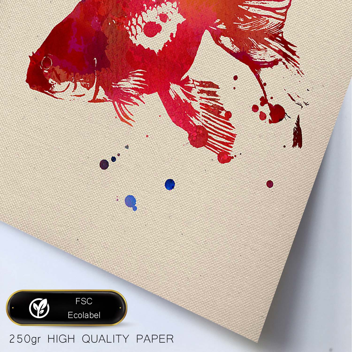 Affiche De Poisson Avec Conception D'aquarelle. Mélange De Feuilles Avec Un Cadre De Style De Style Aquarelle Clair A3 - 2