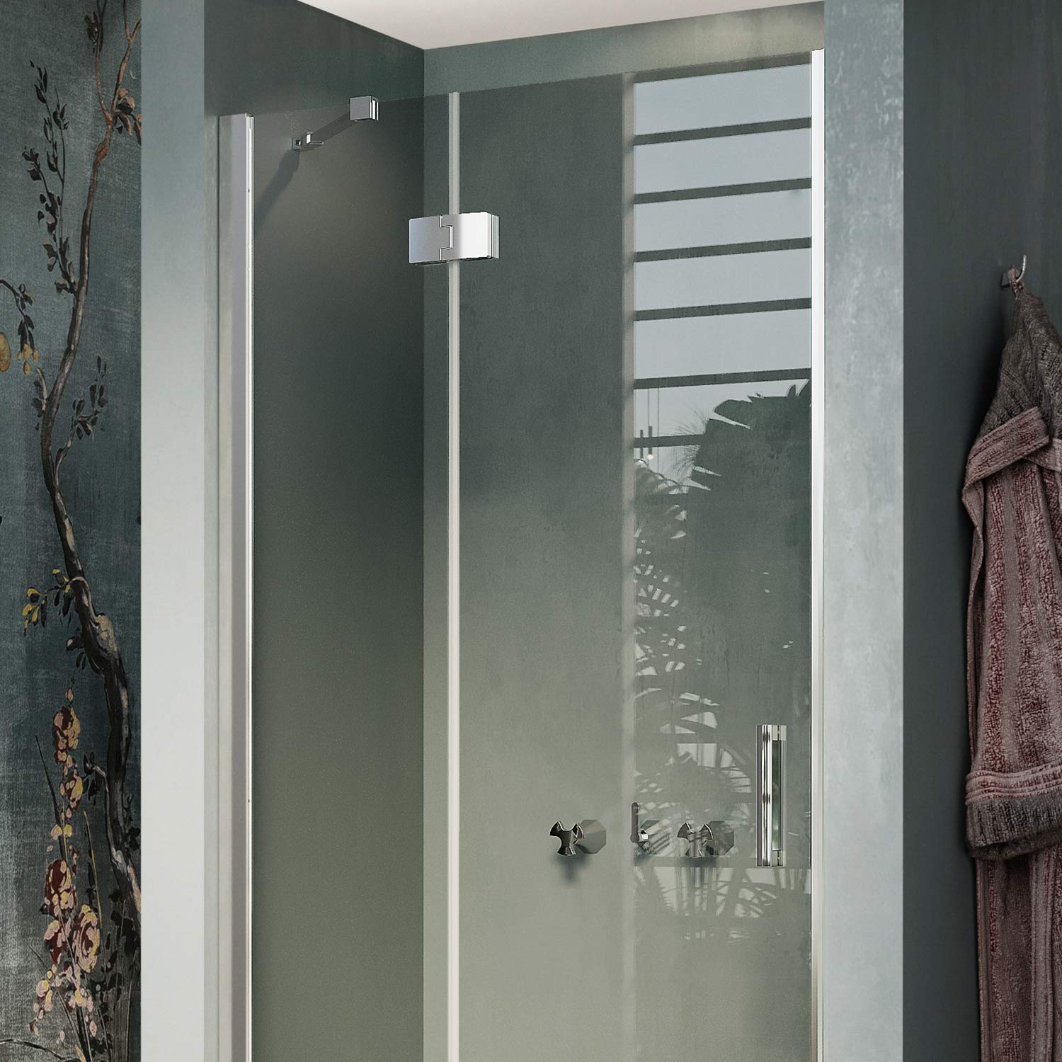 Porta Doccia 90CM H190 Vetro Trasparente con Easy-Clean mod. Flip Anta + Profilo - 8