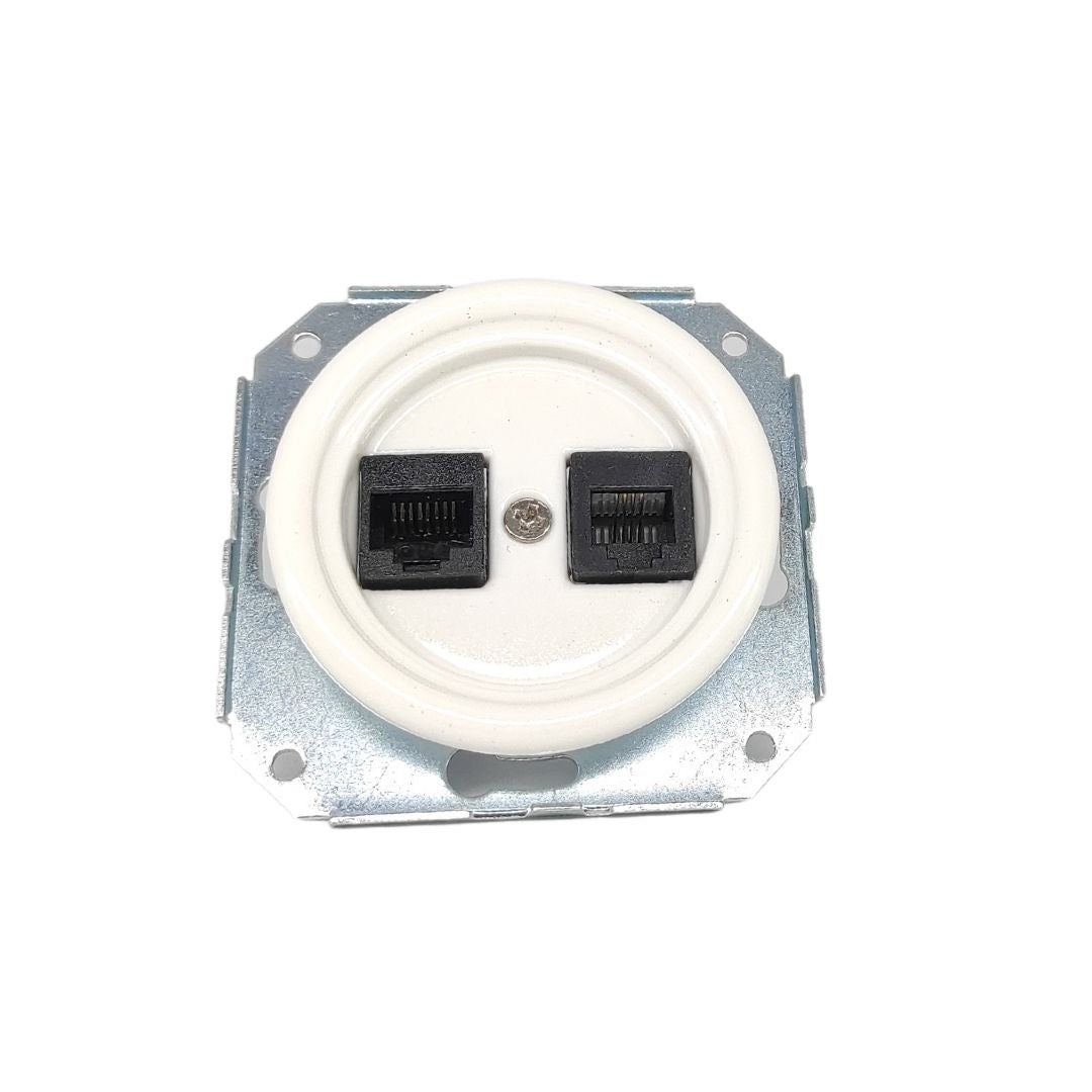 Prise RJ11-RJ45 intégrée en porcelaine blanche | Leroy Merlin