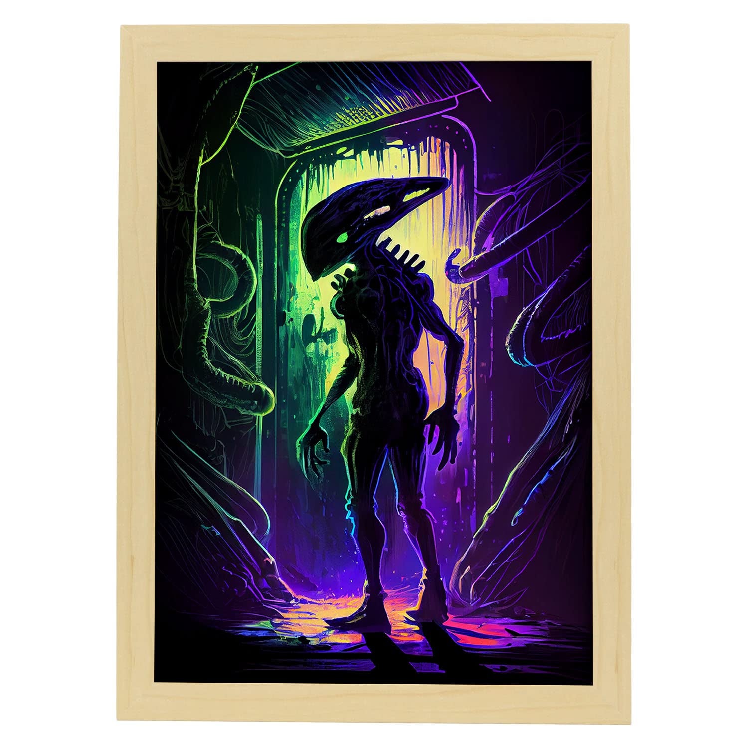 Nacnic poster de alien en estilo retrato a todo color ilustraciones y caricaturas de personajes famosos en el cine diseño y a3 marcos madera