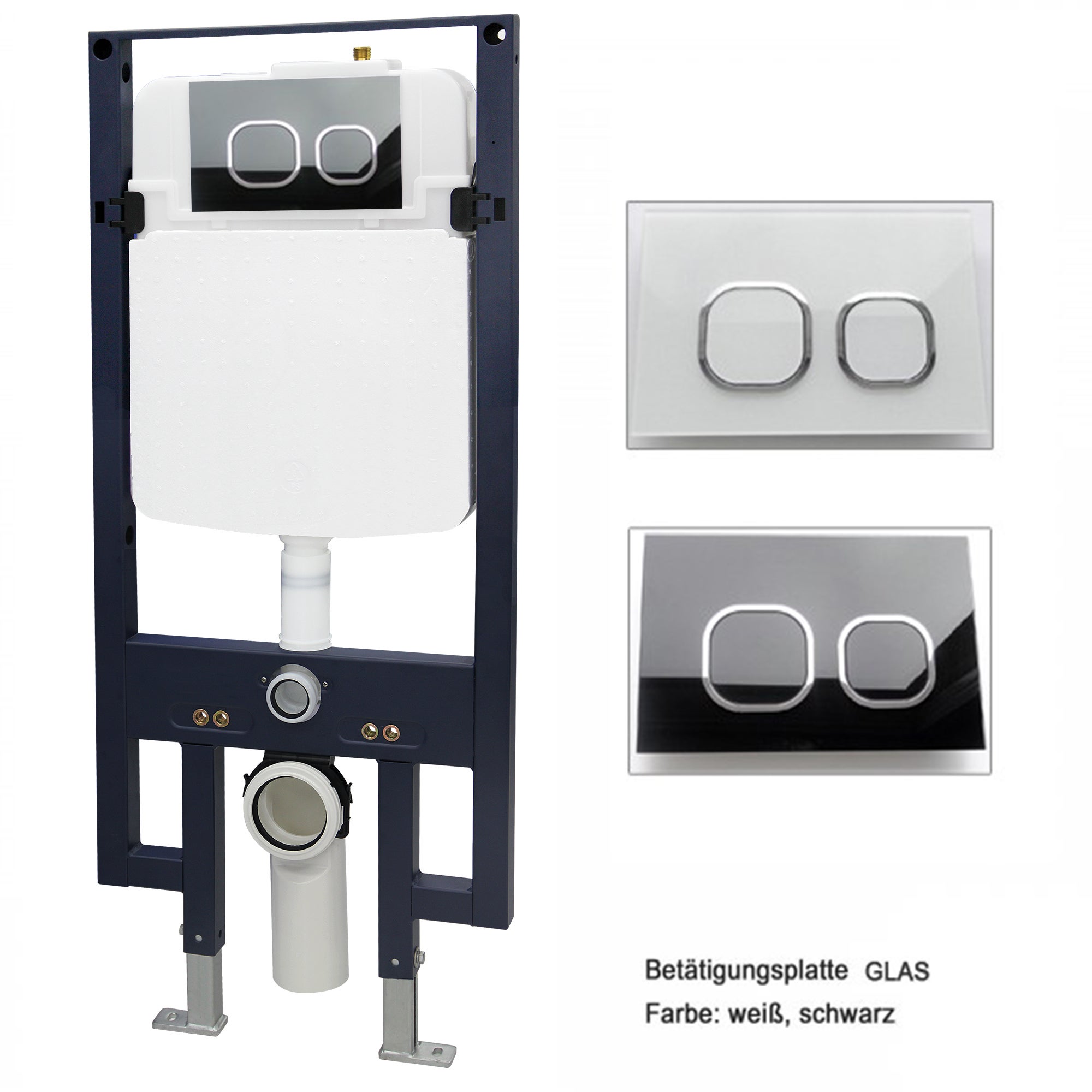 Bernstein Stelaż podtynkowy WC G3008 + panel spłuczki 009 szkło białe - 4