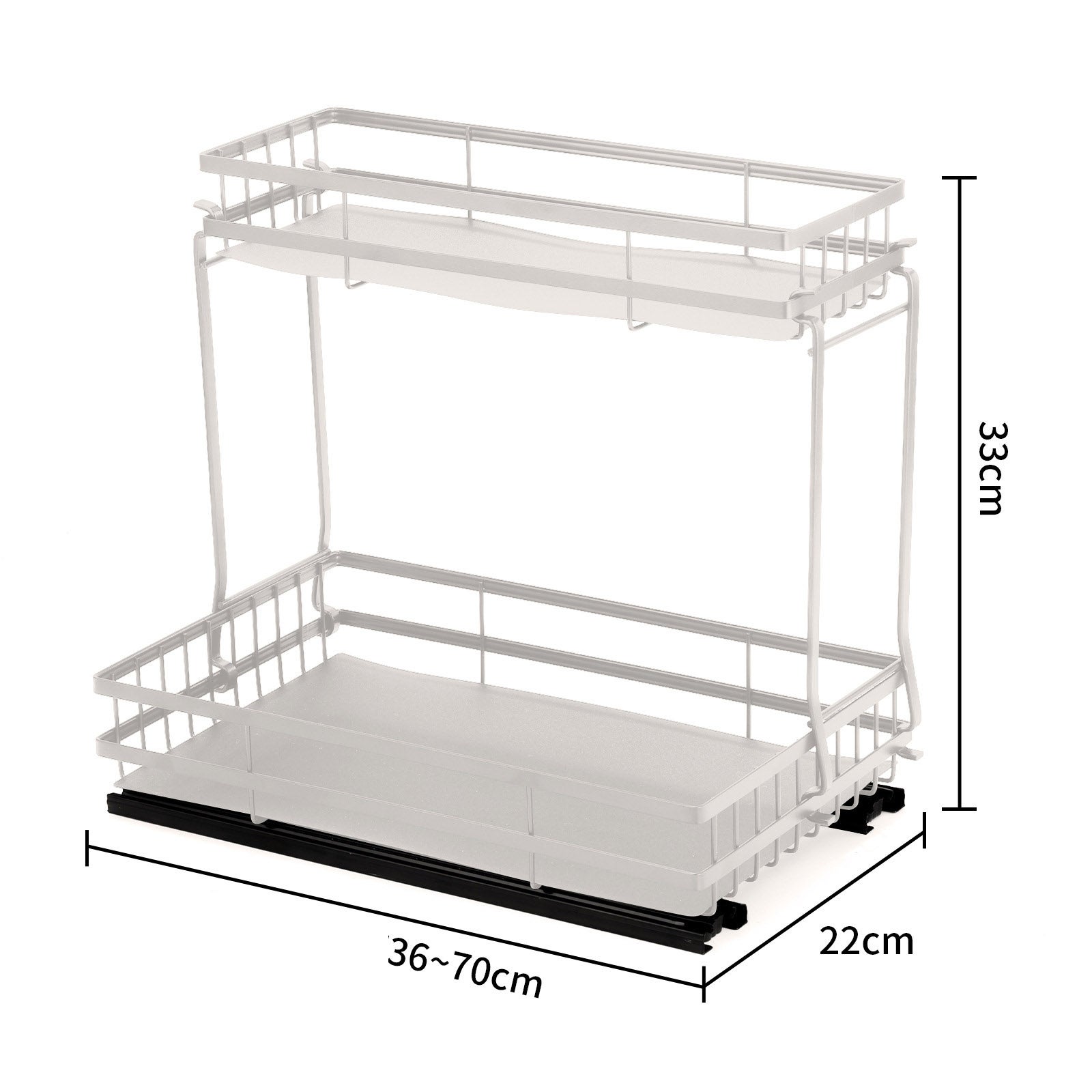 Étagère de rangement sous évier avec paniers coulissants, organisateur à plusieurs niveaux pour cuisine et salle de bain, blanc - 6