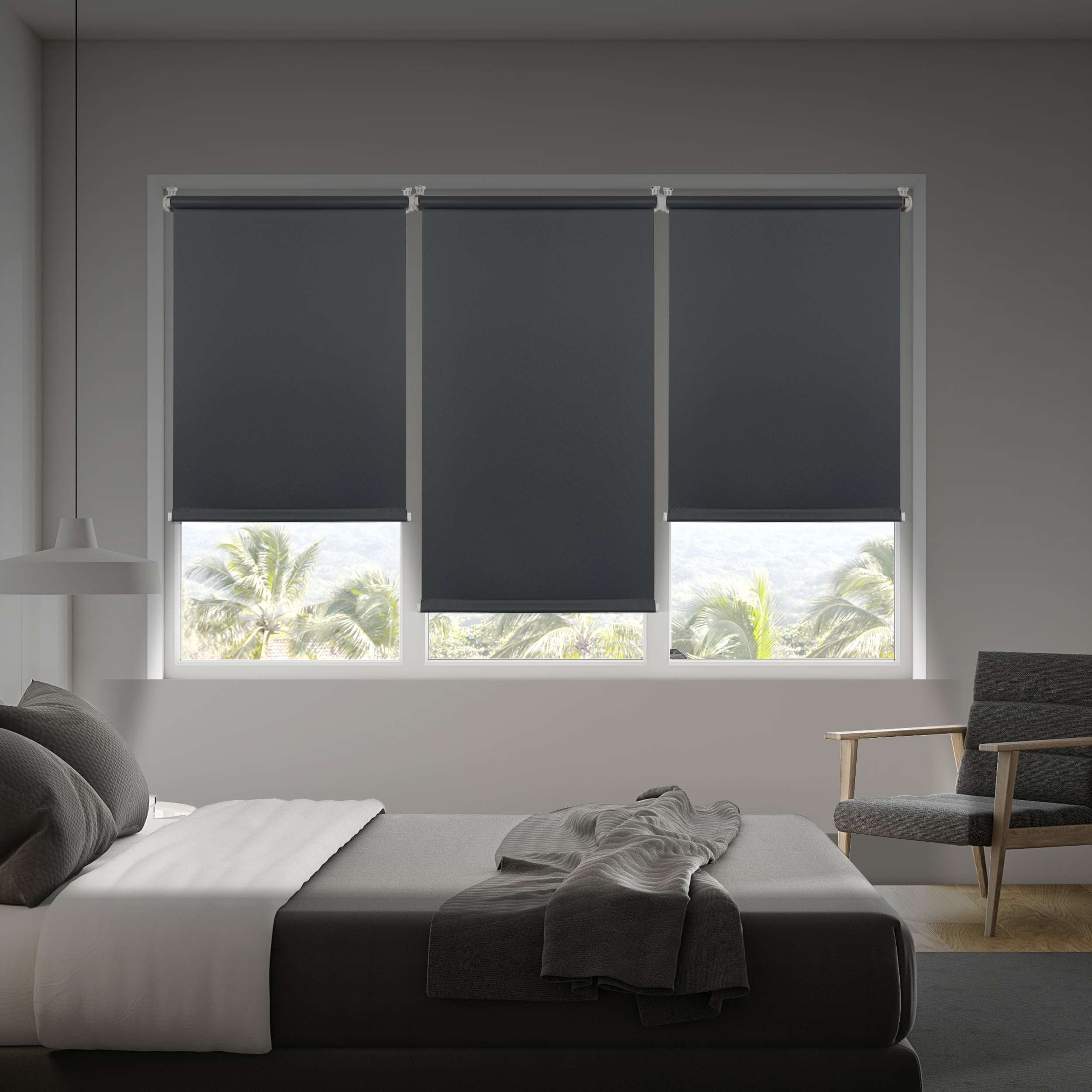 EasyFix Opaque Roller Blind, Estore de instalação sem furação Cinzento, 90 x 180 cm - 2