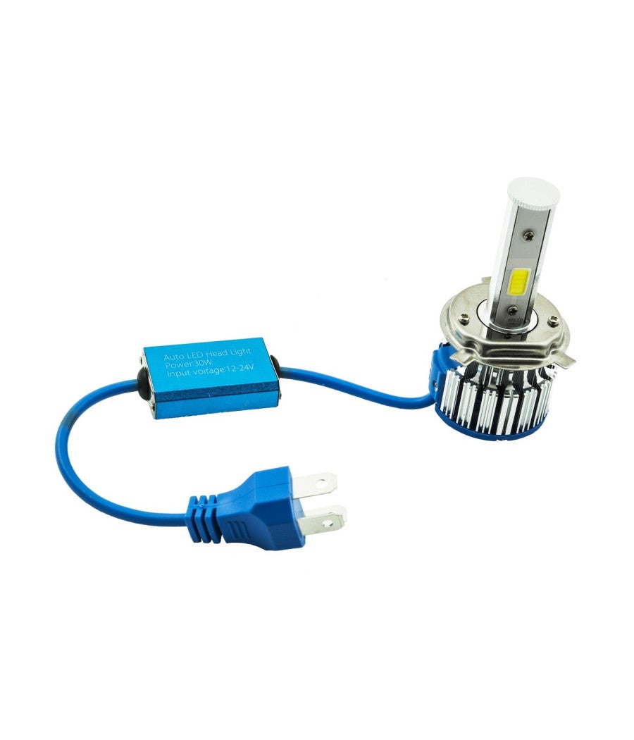 Trade Shop - Coppia Lampade Ricambio Fari Auto Led H4 Led 3200 Lumen 6000k 12v 40w + Ventola - - 2