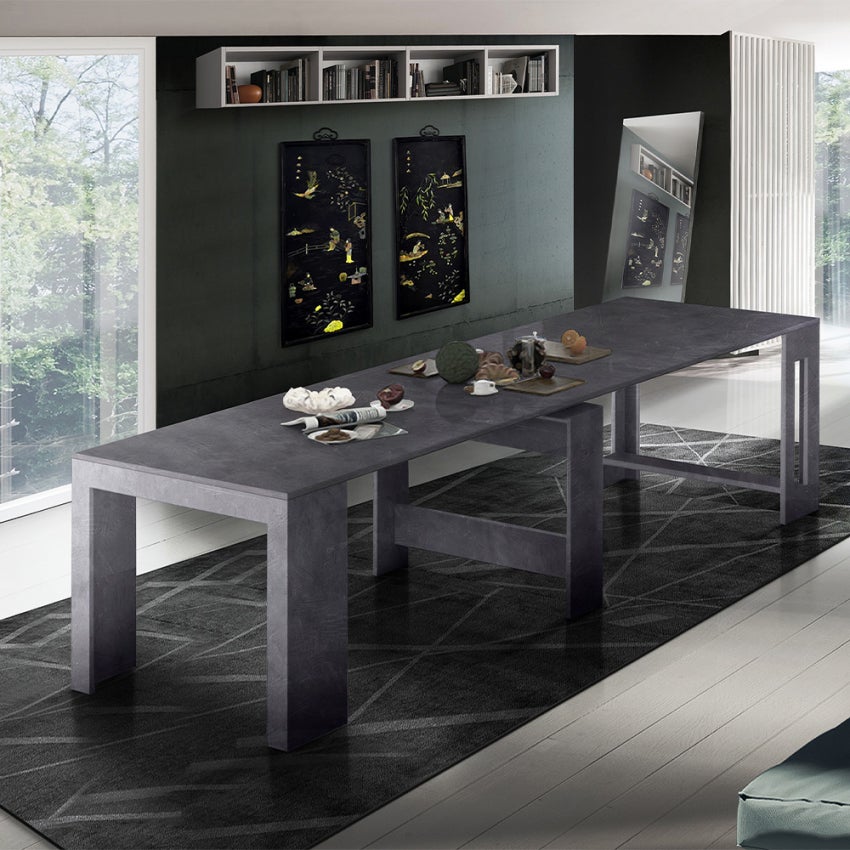Table à manger Extensible 90x51-300cm Design Moderne noir Pratika ...