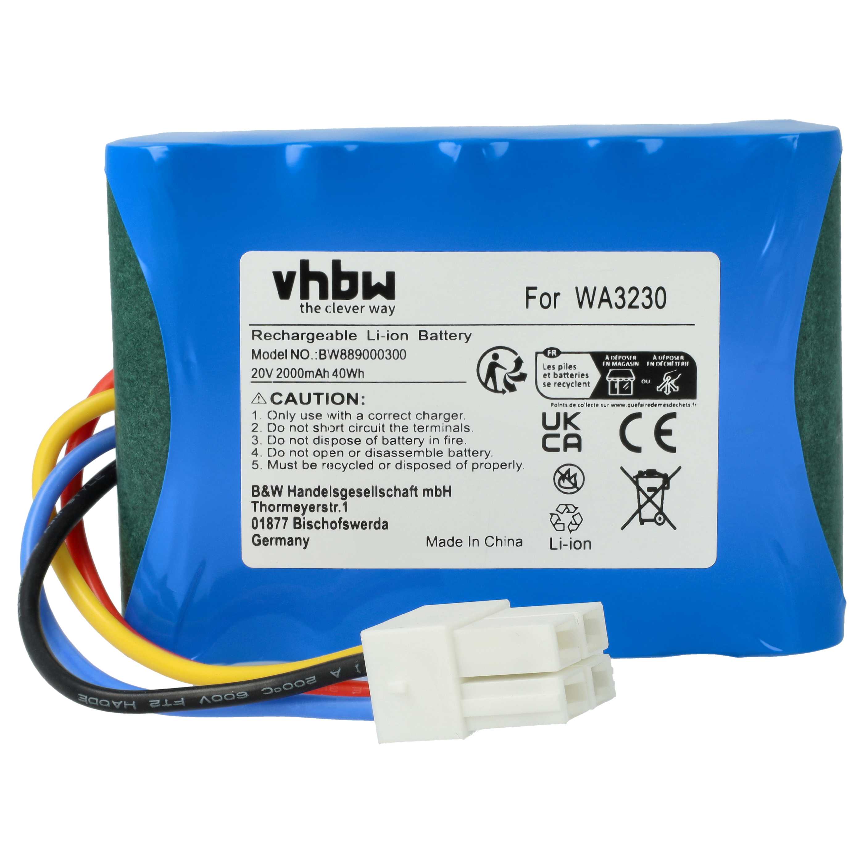 Vhbw 1x batteria compatibile con Worx WR100SI WR092S WR096S WR091S WR095S WR090S WR101SI WR094S WR093S rasaerba 2000mAh 20V Li Ion Leroy Merlin