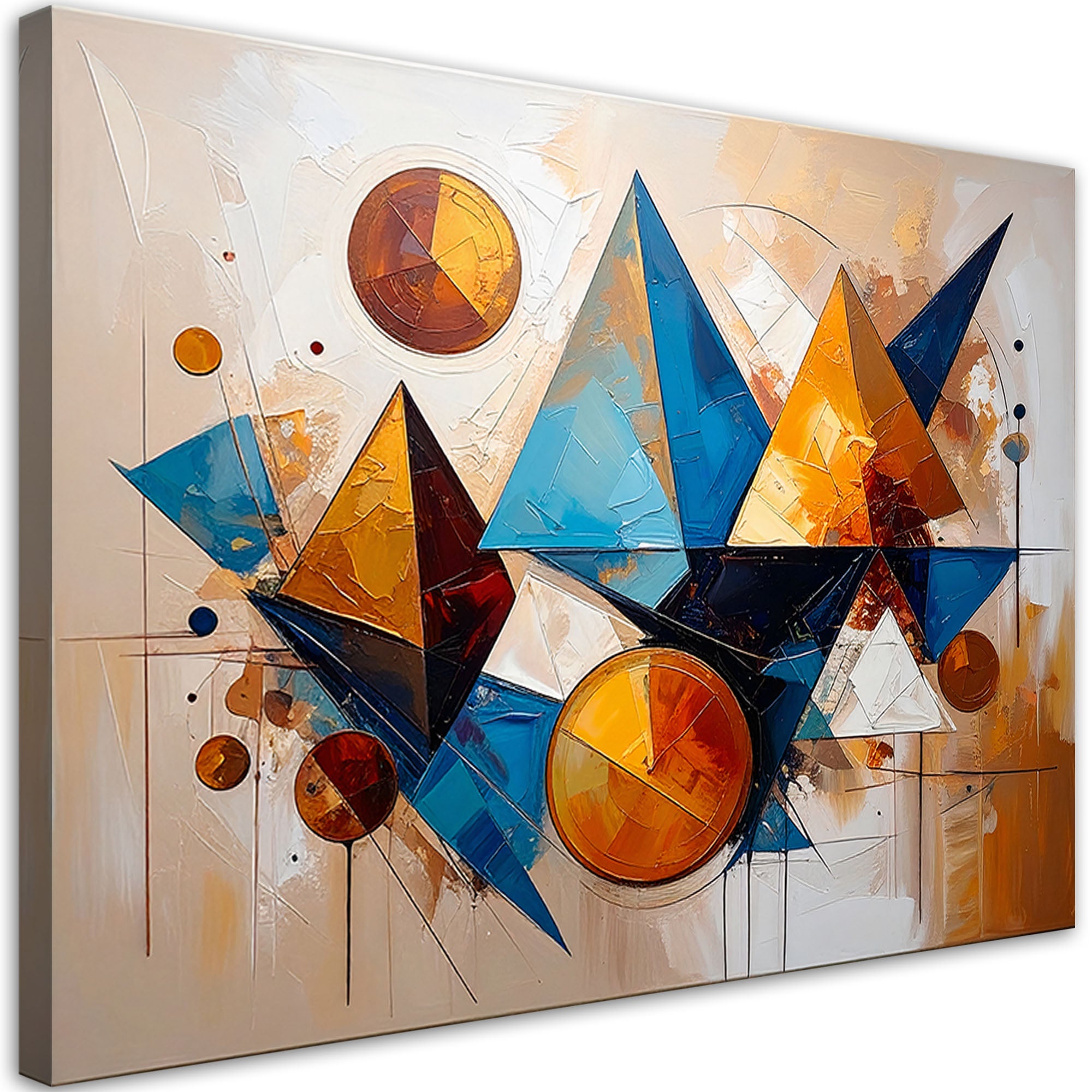 Obraz nowoczesna Abstrakcja do salonu, Geometria Kolorowe Trójkąty 90x60