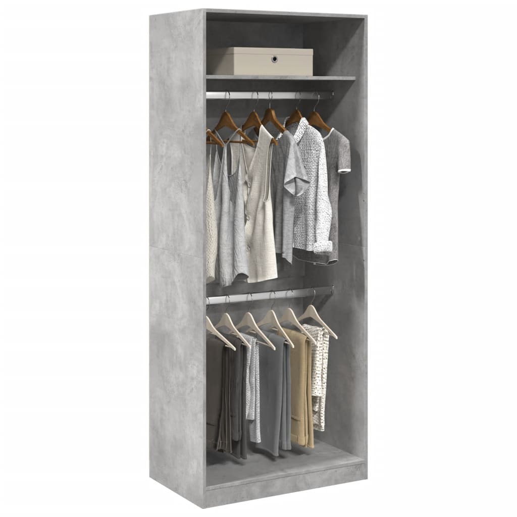 Garde-robe | Armoire de rangement gris béton 80x50x200 cm bois d'ingénierie CFW778159 - 2