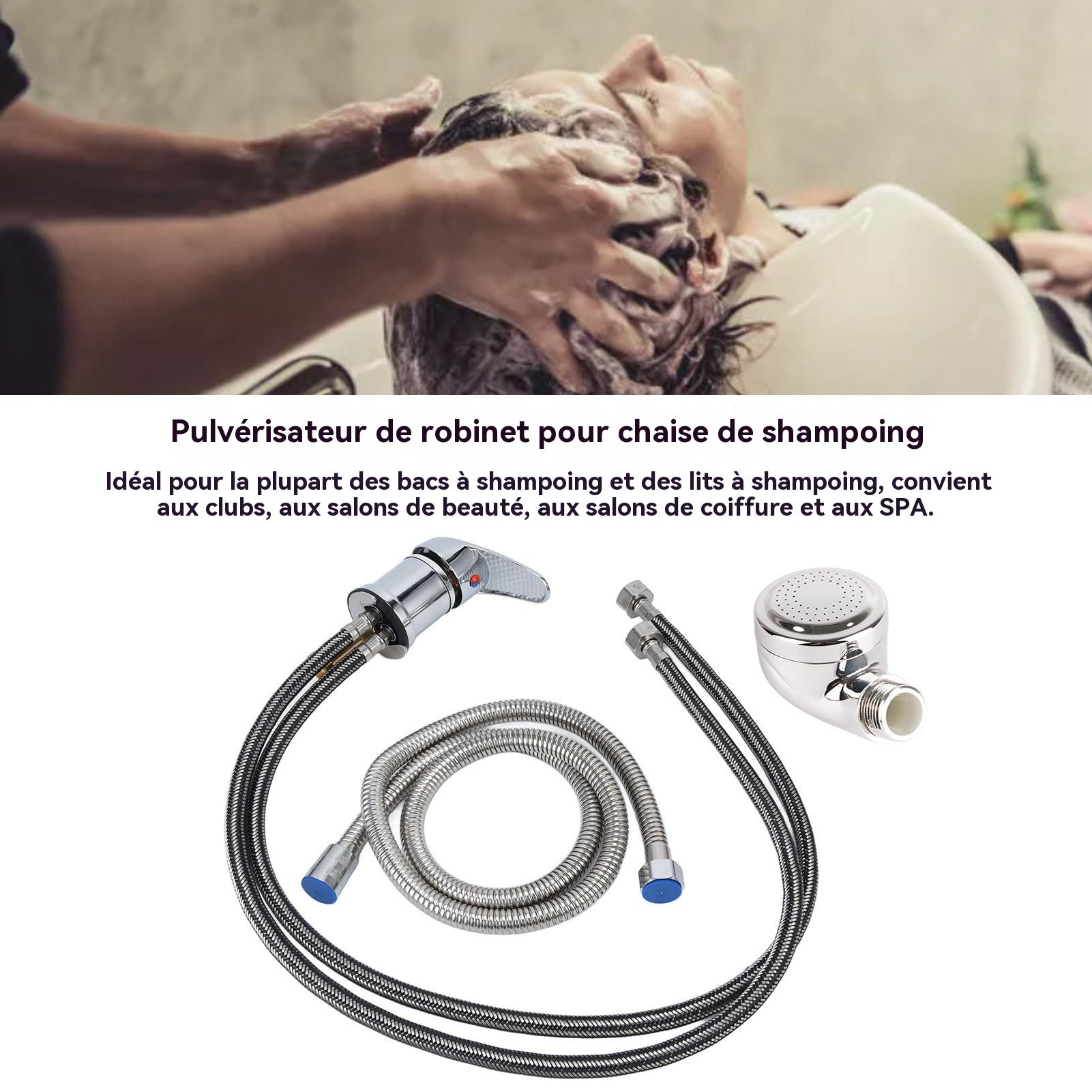 Conjunto torneira misturadora + spray cromado para lavatório SPA cabeleireiro barbearia - 6