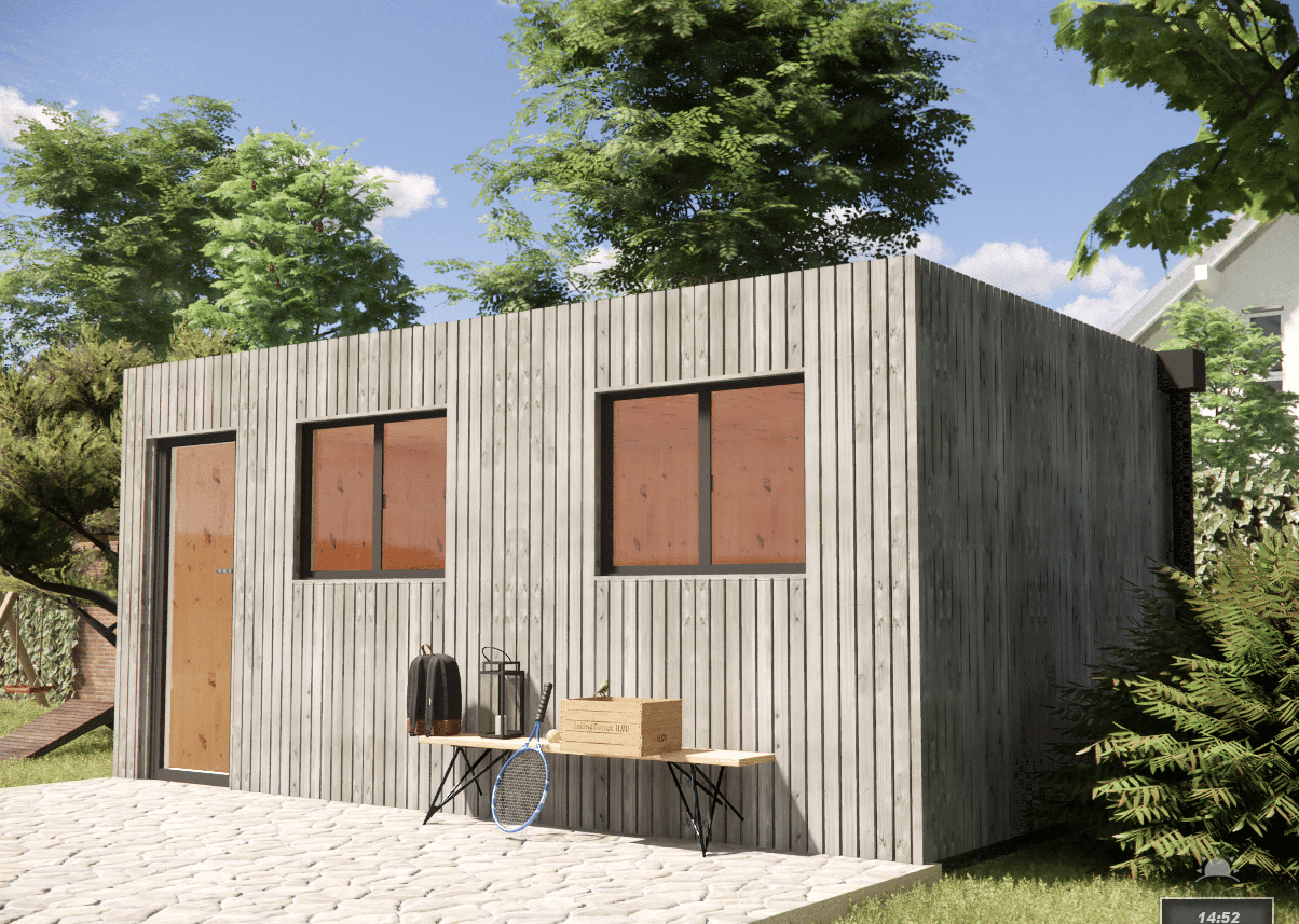 Bureau de jardin bois en bois 5,5 x 3,5 x 2,7 m avec plancher isolé - 6