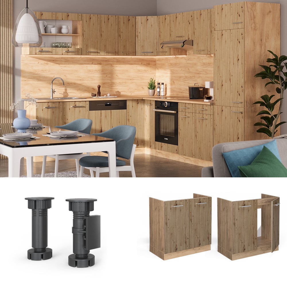 Vicco Meuble bas sous-évier R-Line, Chêne Artisan, 80cm sans PT - 2