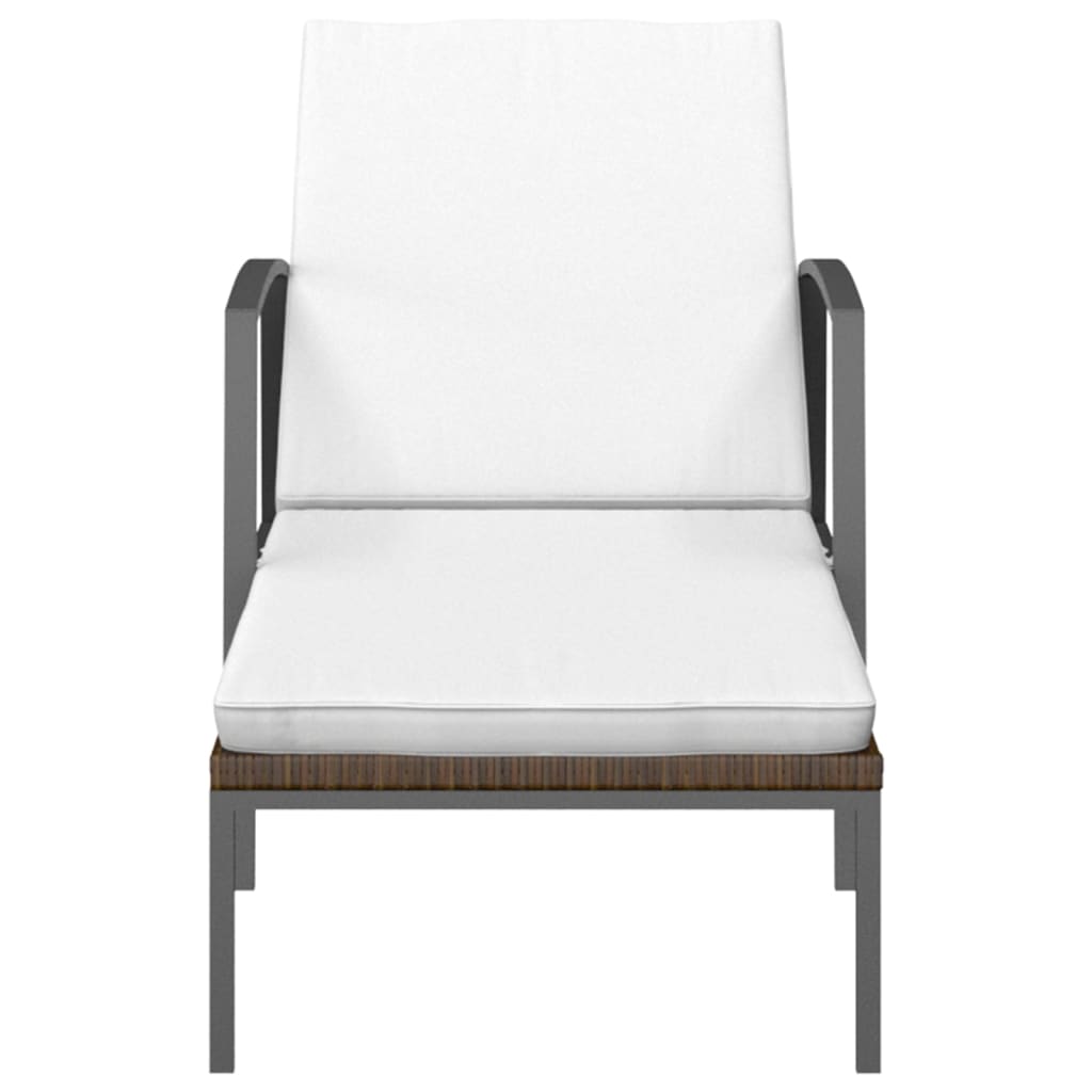 Chaises longues avec table 2 unités en rotin synthétique marron – ComfortXL - 4