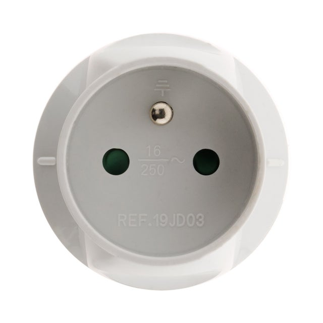 Adaptateur transformateur électrique - fiche mâle 20A vers fiche femelle 16A - Blanc - Zenitech