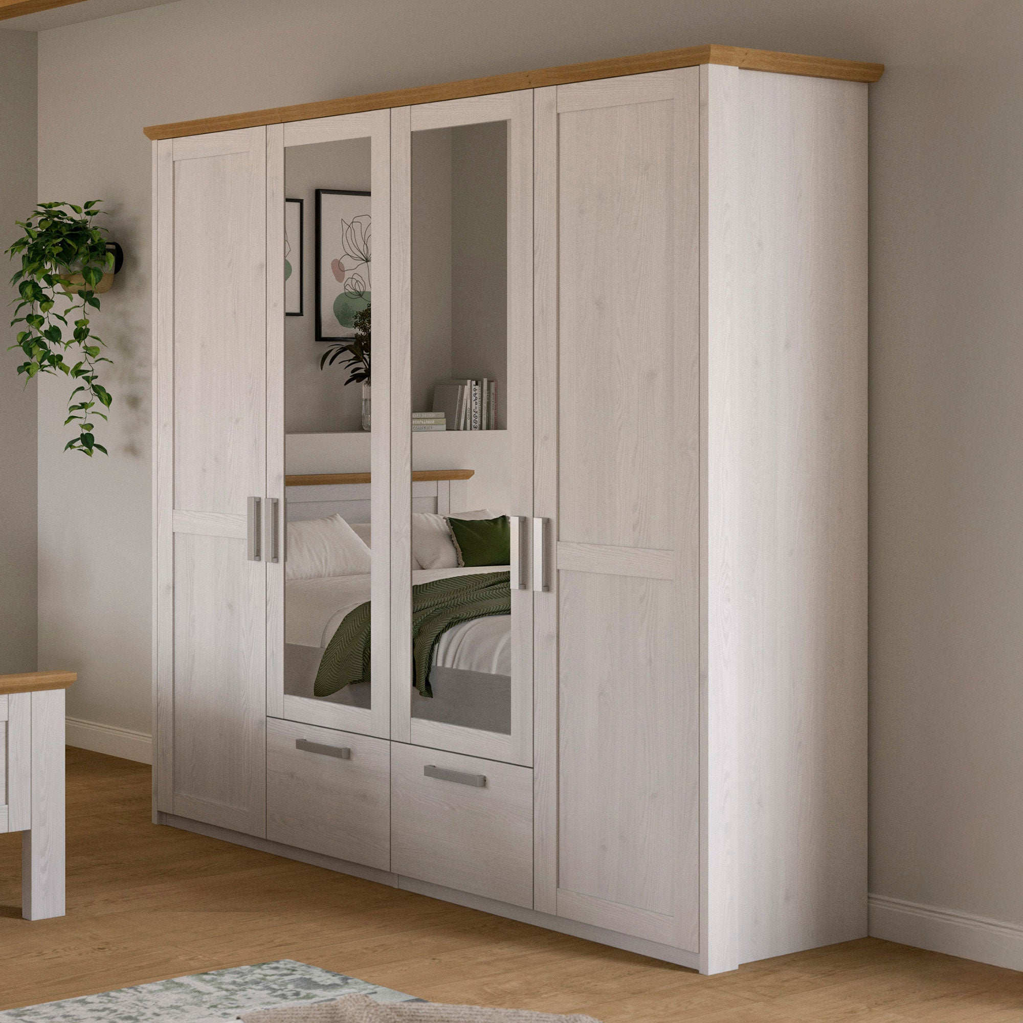 Verona szafa 2 drzwi, 2 drzwi z lustrem, 2 szuflady dekor modrzew syberyjski.