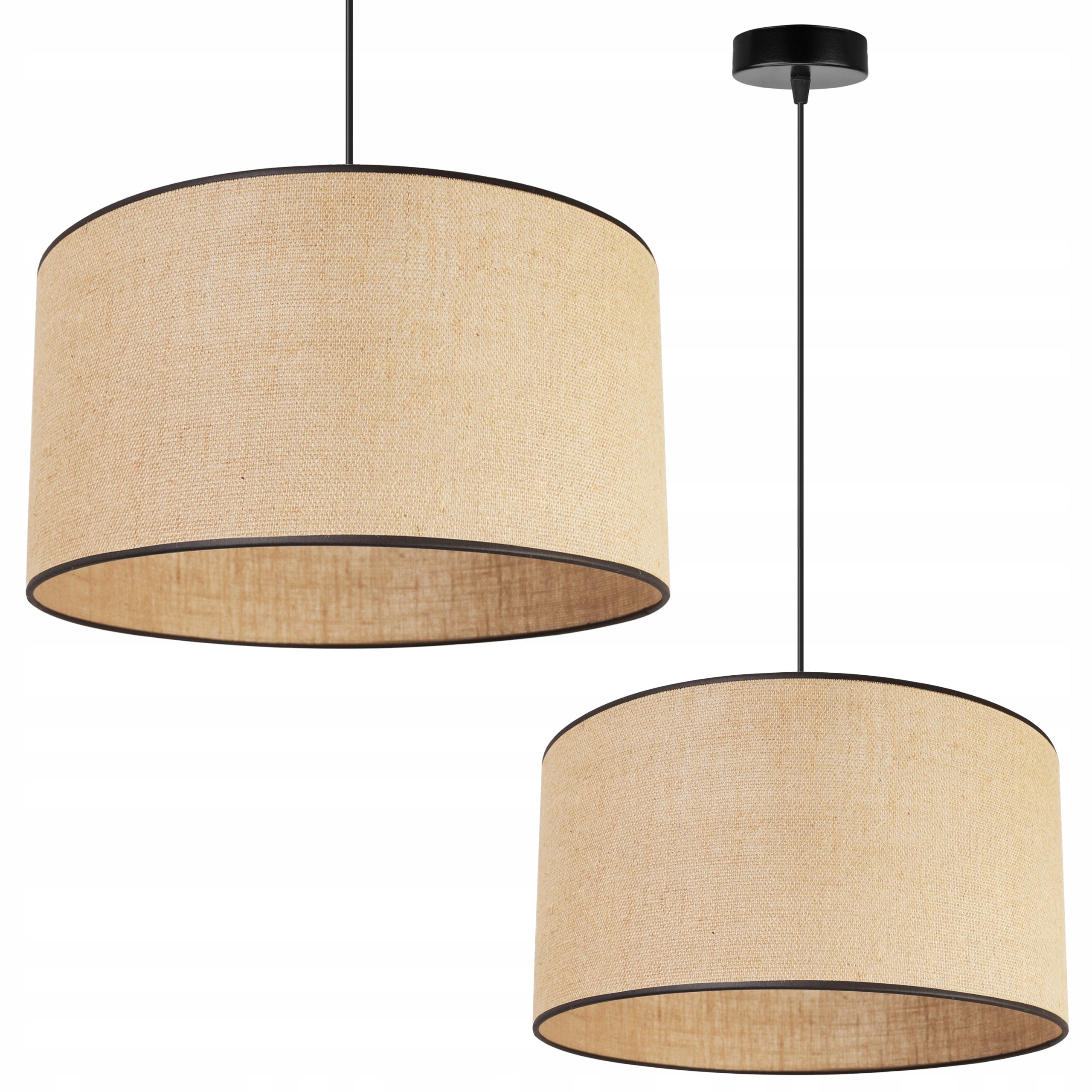 Lampa sufitowa wisząca Juta classy 1xE27 abażur walec beżowy Light Home LH