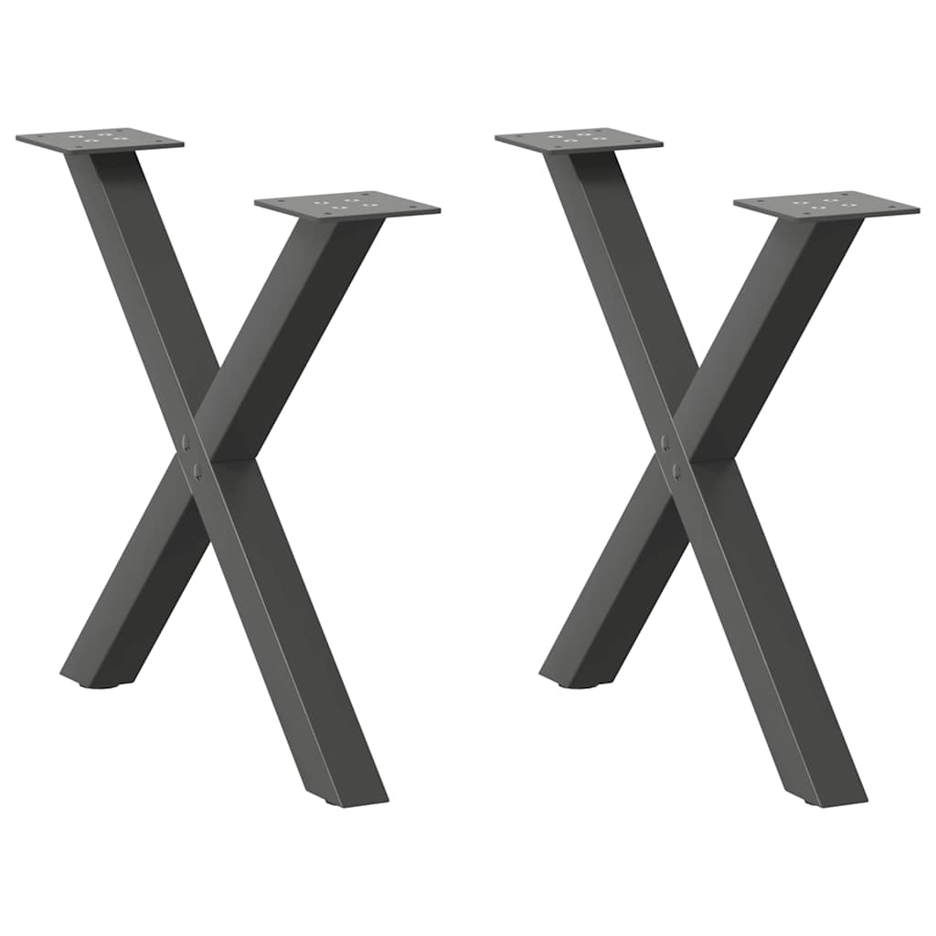 Pernas de mesa de centro em forma de X 2 unidades de aço antracite - COMFORTXL - 2