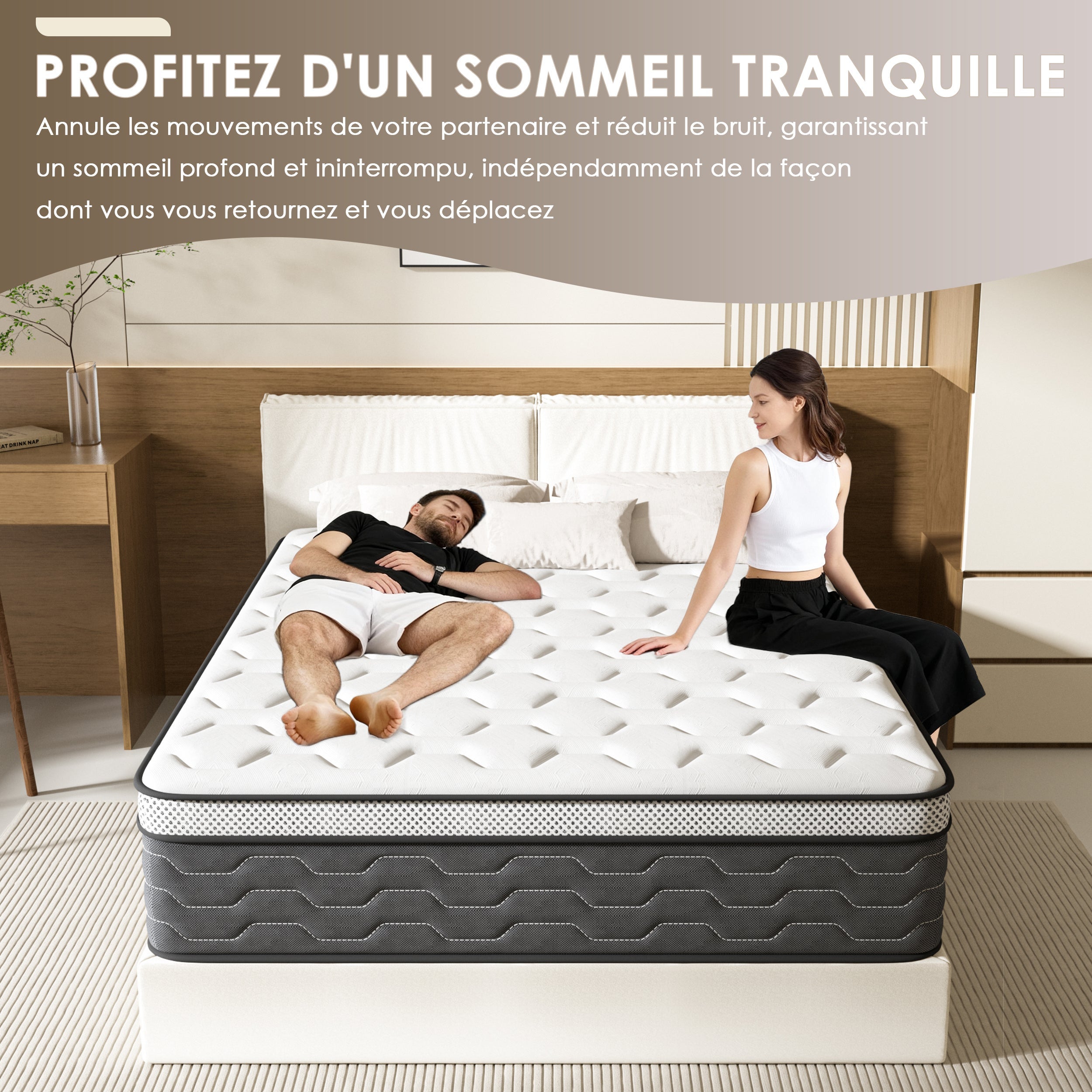 DEWINNER Ensemble matelas + sommier 160x200 cm, épaisseur du matelas 30cm - 3