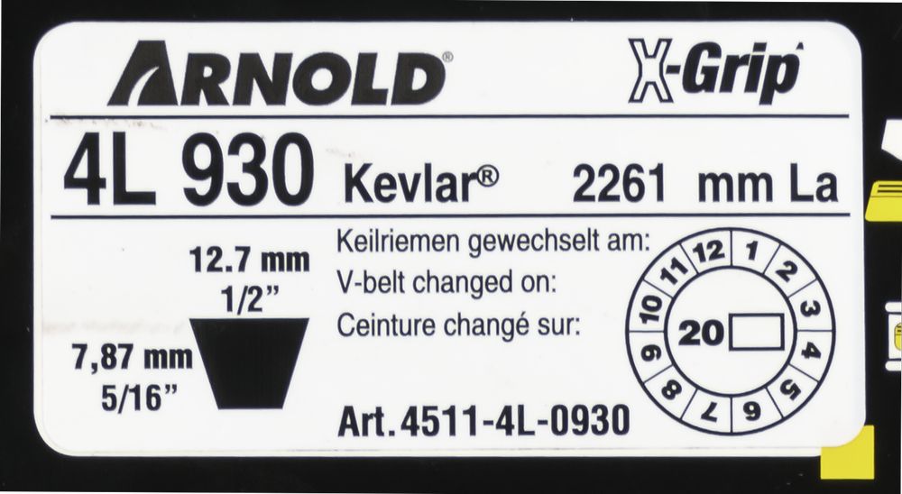 Courroie trapézoïdale X-Grip V de type 4L930 - 2