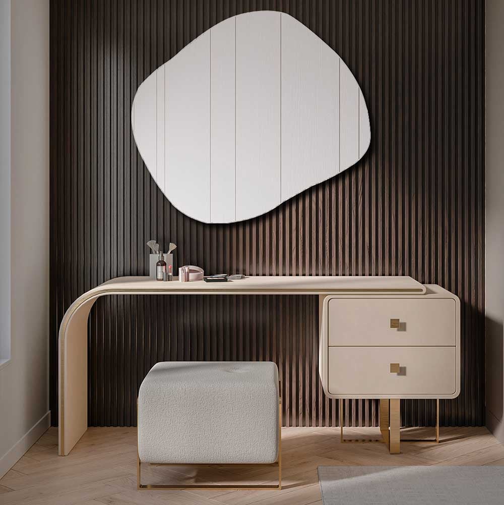 Miroir Mural Décoratif Moderne 78x56.5 Cm - Forme Irrégulière, Cadre Métal Noir - Pour Salon, Entrée, Salle De Bain - 7