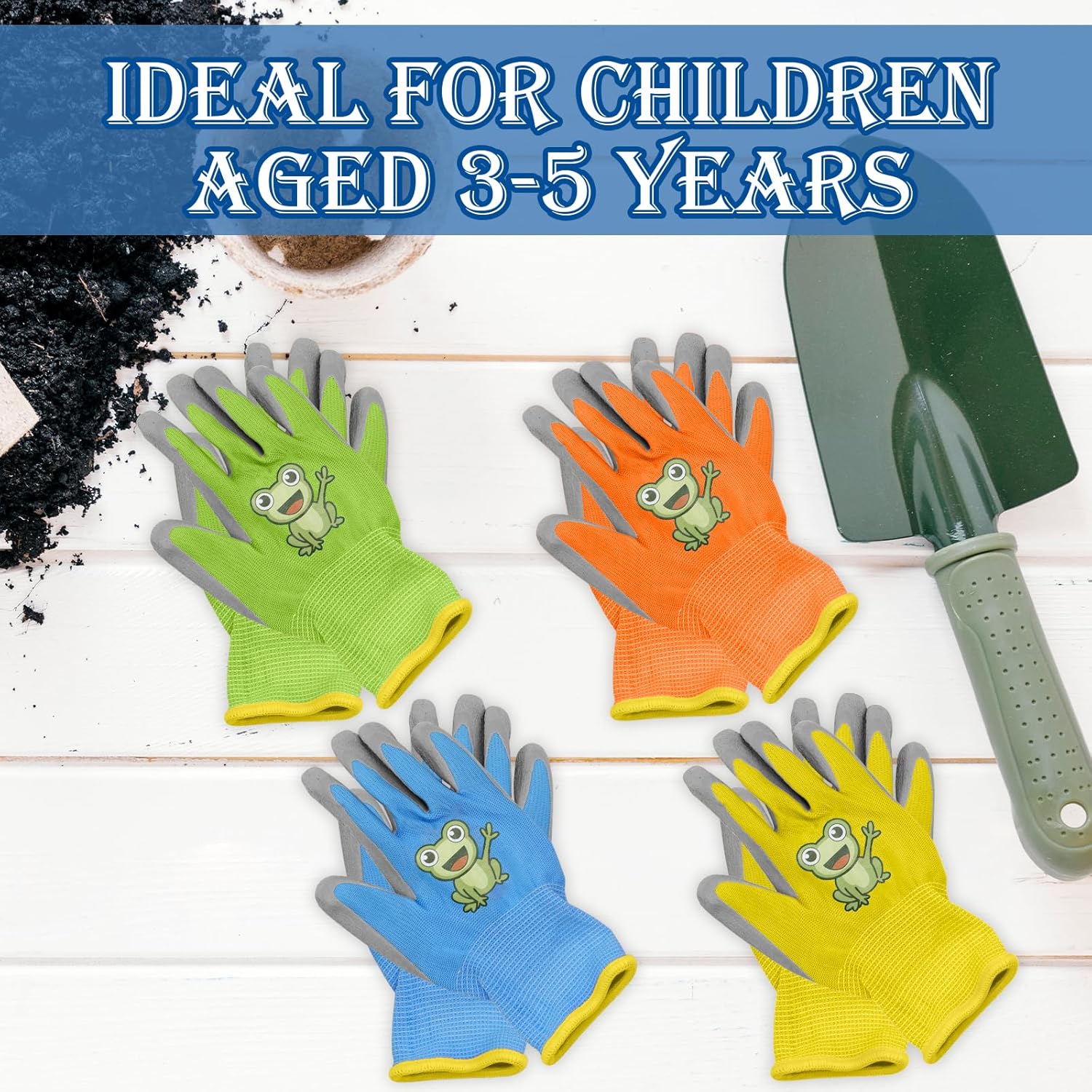 4 Paires Gant Jardinage Enfant, Gants Jardinage Enfant Épais Résistants à l'Usure Antidérapants, Camping, Jardinage(M, 5-7 ans) - 7
