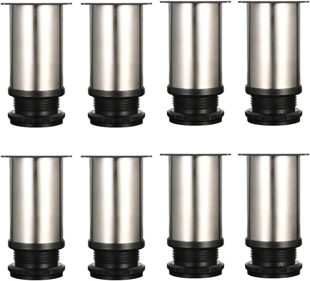 Set de 8 picioare reglabile pentru mobilă, picioare metalice cromate - Înălțime reglabilă (Total: 80-95 mm) 8buc