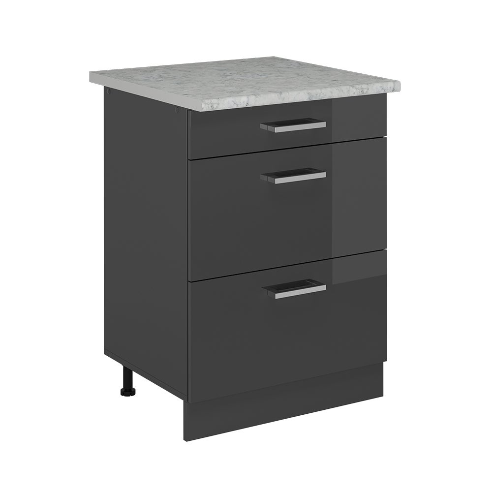 Vicco Szafka dolna do kuchni R-Line, Antracyt wysoki połysk, 60 cm BR Marmur
