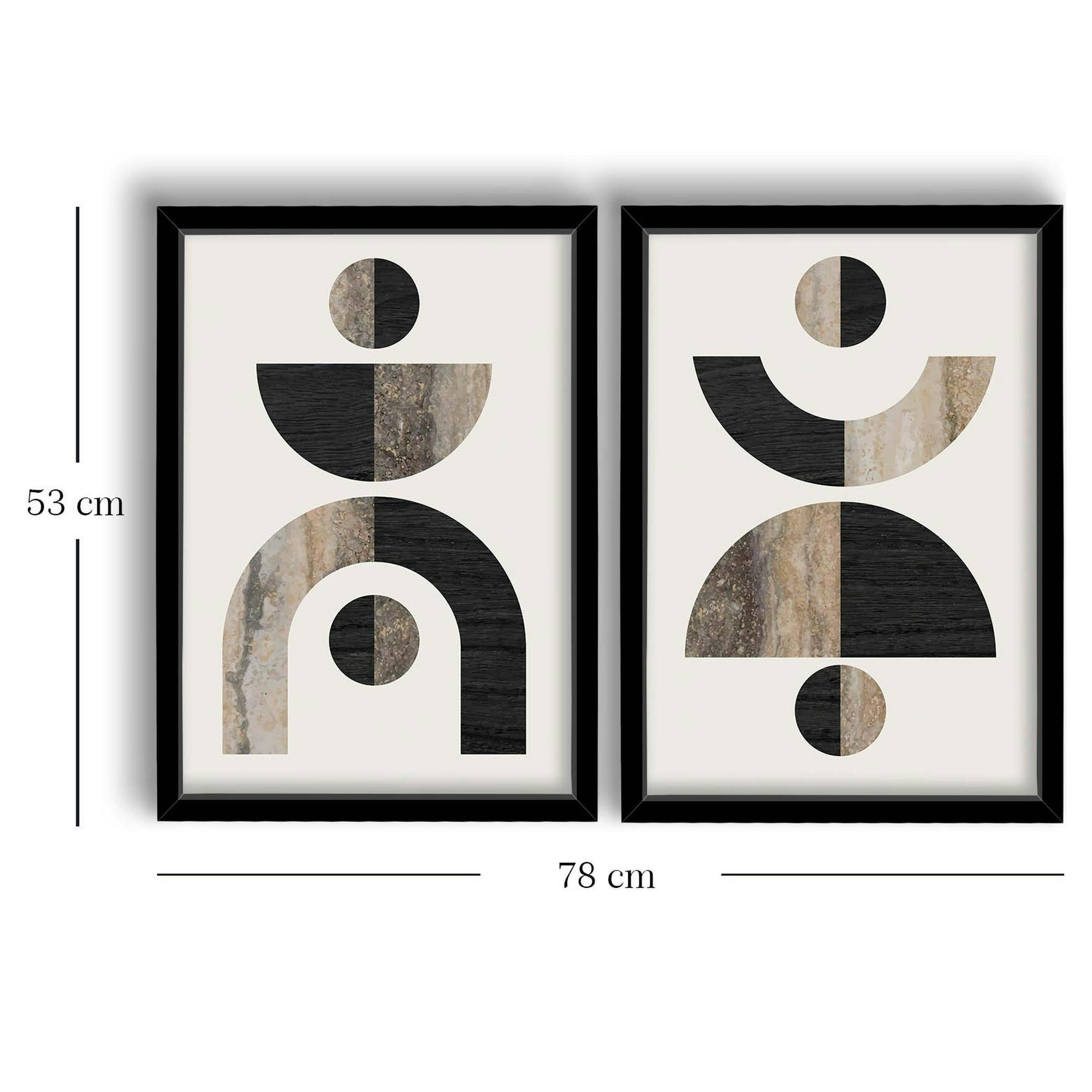 Tableau abstrait géométrique noir et marbre (set de 2) - 2