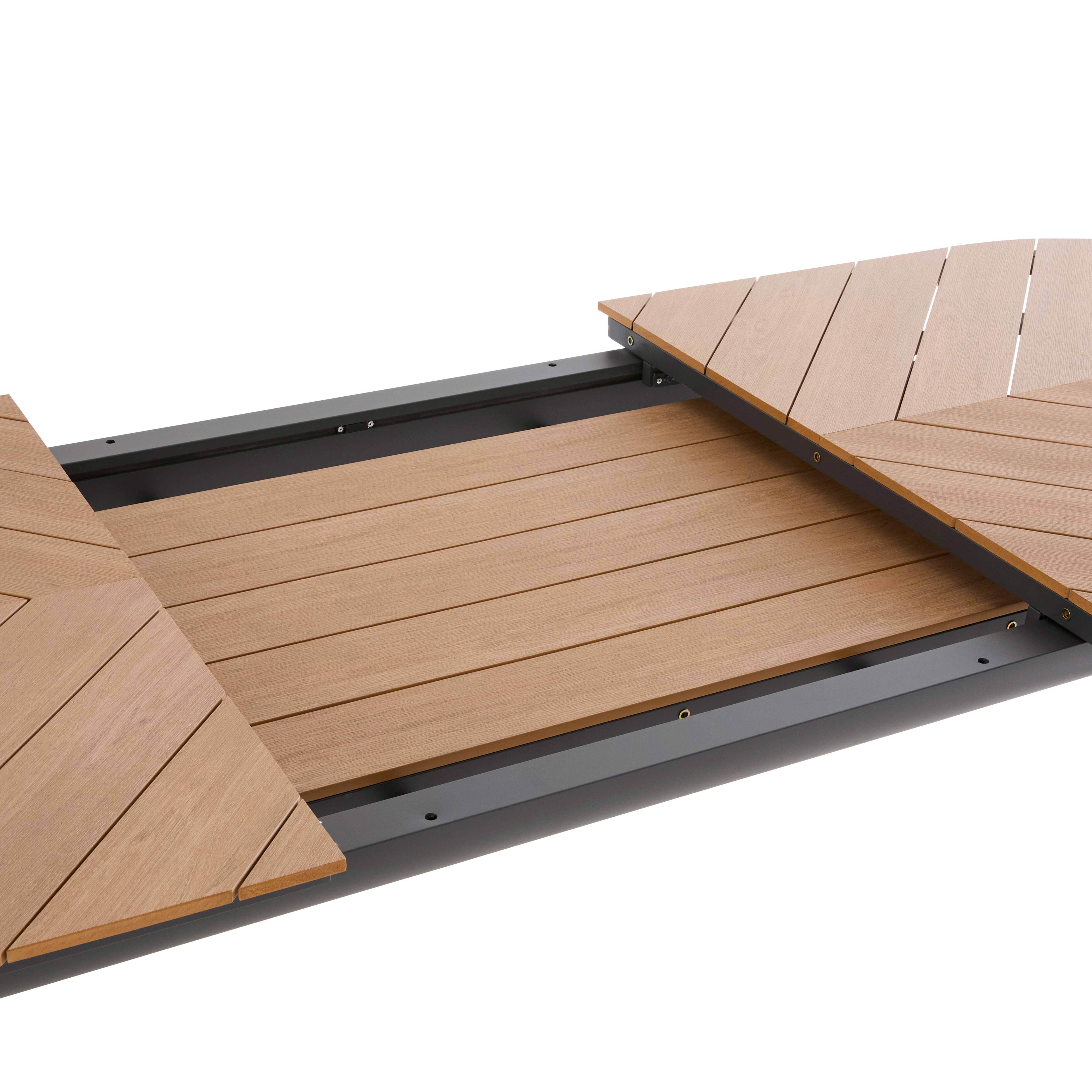 Table de jardin extensible rectangulaire en Bois Marron 12 places - 7