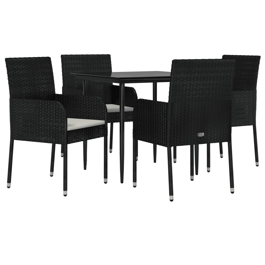 Maison Exclusive - Set da Pranzo da Giardino 5 pz Nero con Cuscini in Polyrattan - 3