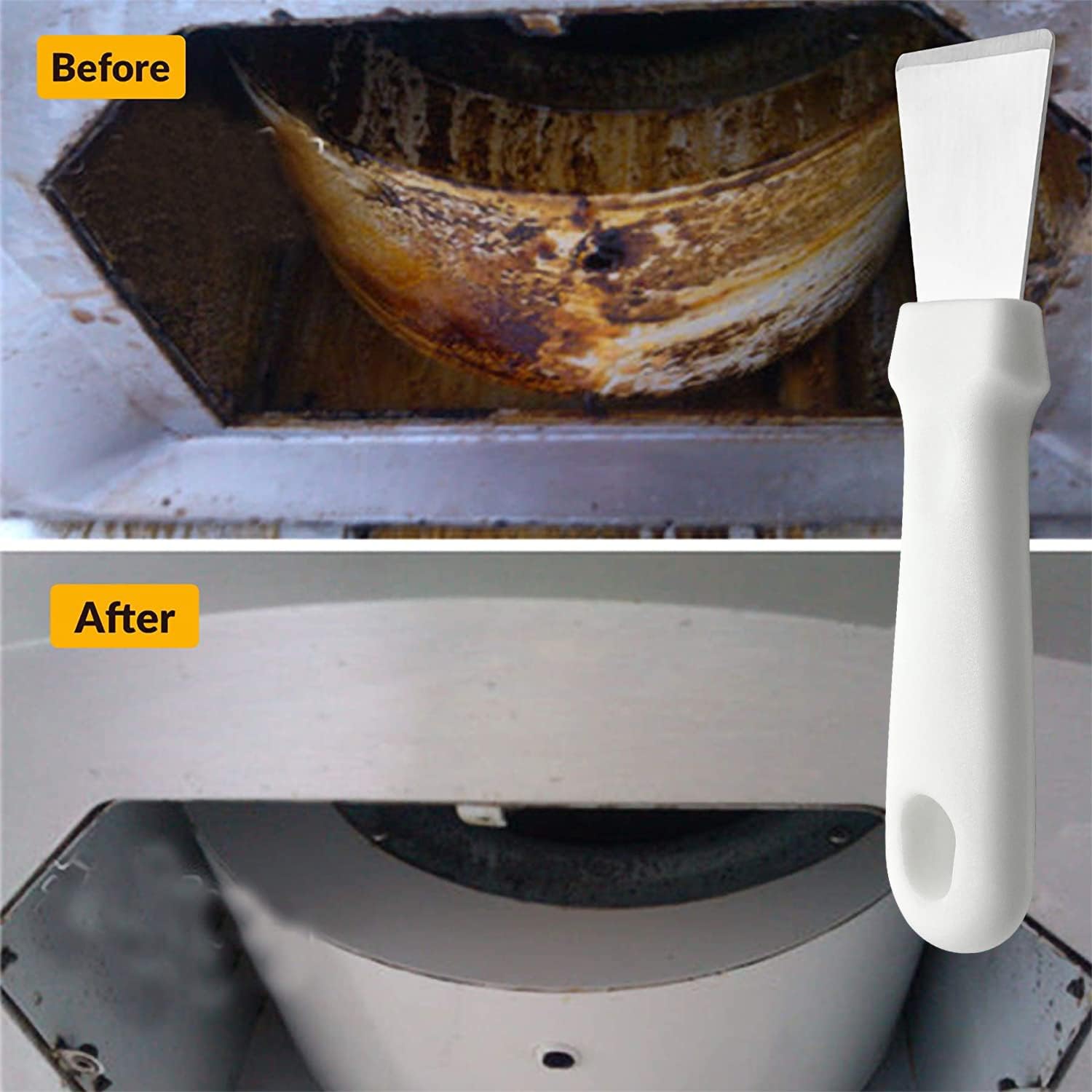 Zestaw 2 skrobaków do czyszczenia piekarników, kuchenek, płyt indukcyjnych, stal nierdzewna z uchwytem z tworzywa sztucznego, wersja prosta + wer - 5